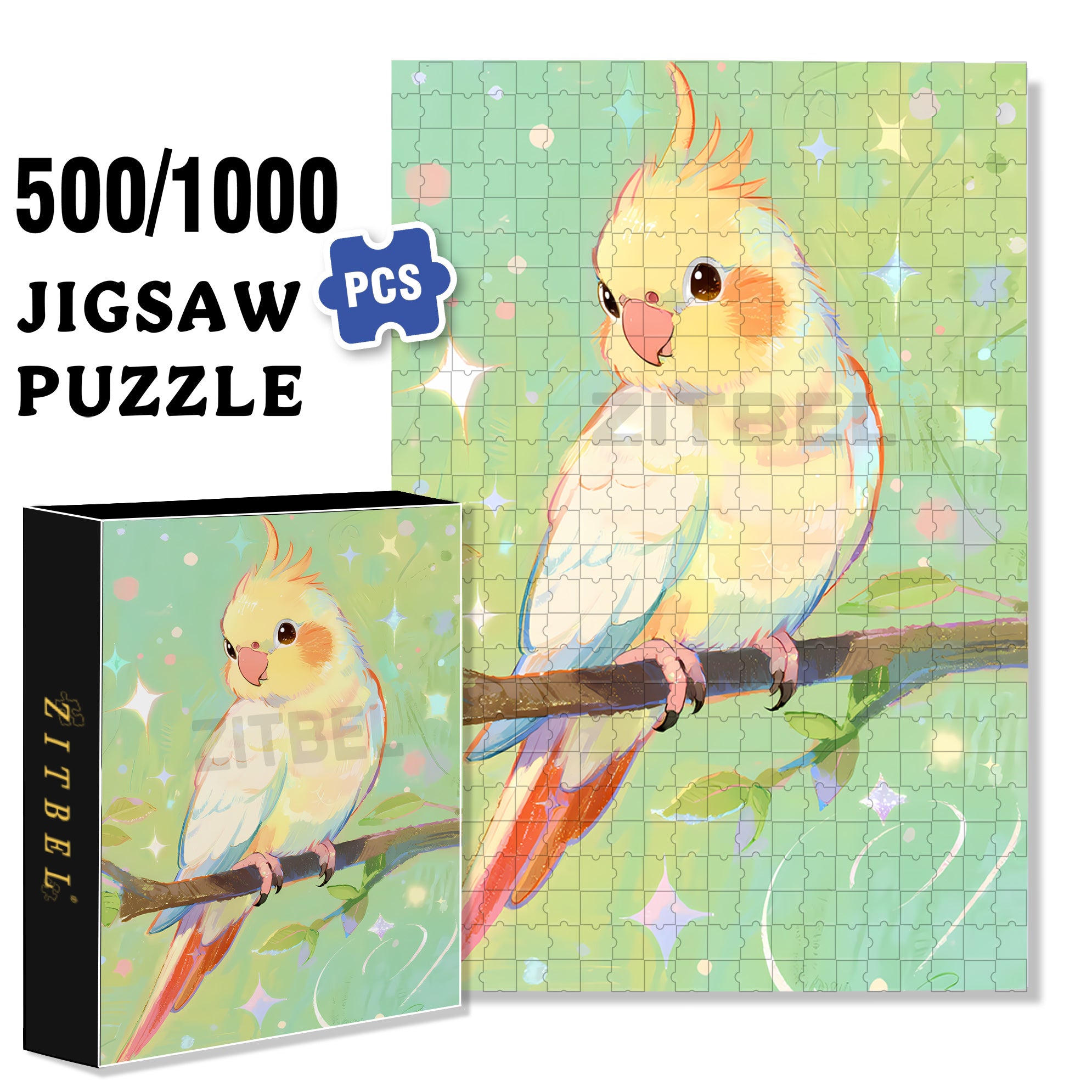 Cockatiel 500pcs/1000pcs Jigsaw Puzzle, Scratch-Resistant, Interactive Family Game & Brain-Boosting DIY Decor, Perfect for Halloween, Christmas & New Year Gifts, Family Puzzle Game