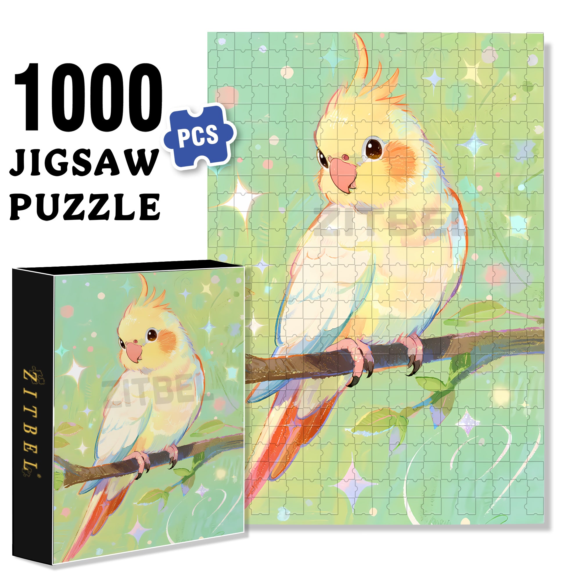 Cockatiel 500pcs/1000pcs Jigsaw Puzzle, Scratch-Resistant, Interactive Family Game & Brain-Boosting DIY Decor, Perfect for Halloween, Christmas & New Year Gifts, Family Puzzle Game