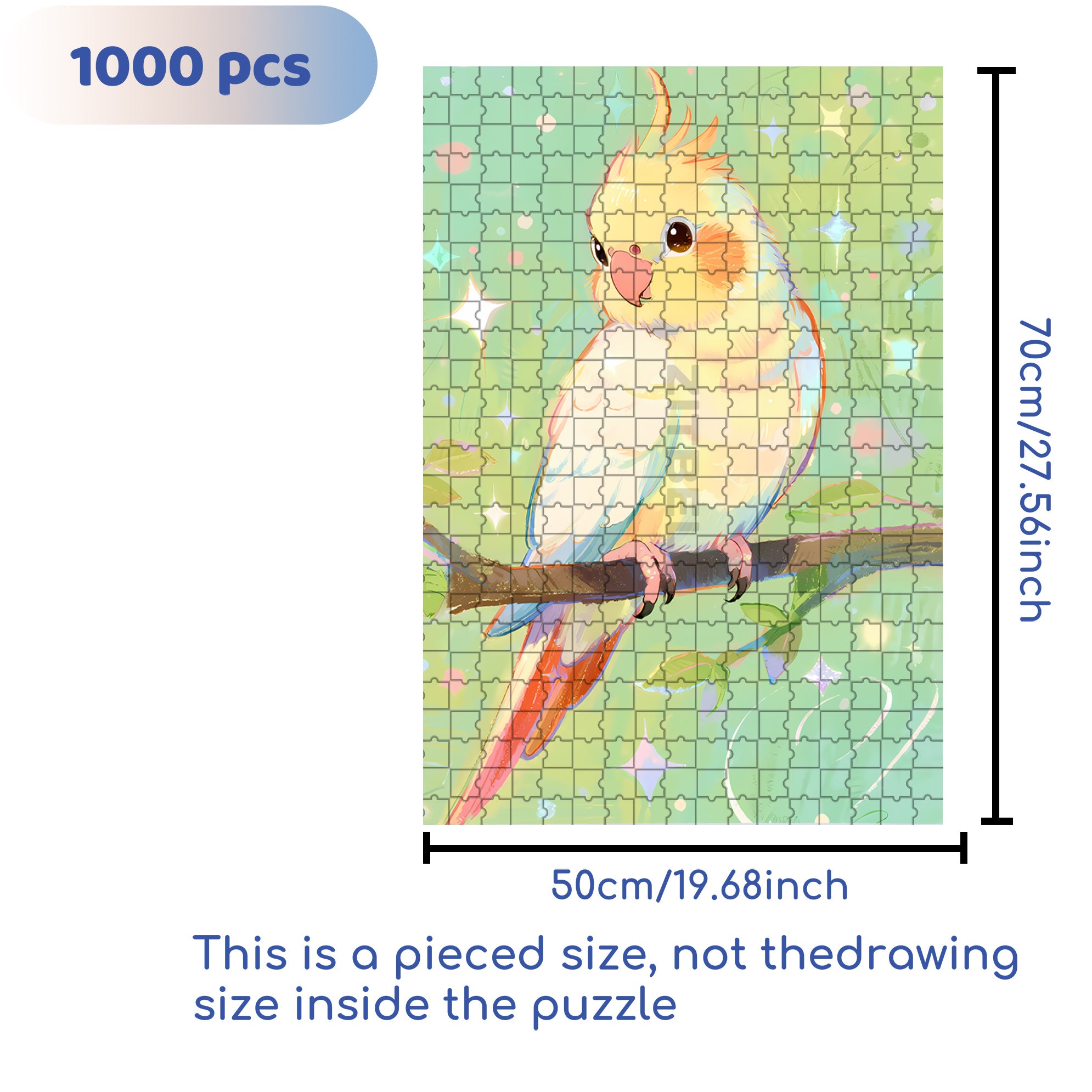 Cockatiel 500pcs/1000pcs Jigsaw Puzzle, Scratch-Resistant, Interactive Family Game & Brain-Boosting DIY Decor, Perfect for Halloween, Christmas & New Year Gifts, Family Puzzle Game