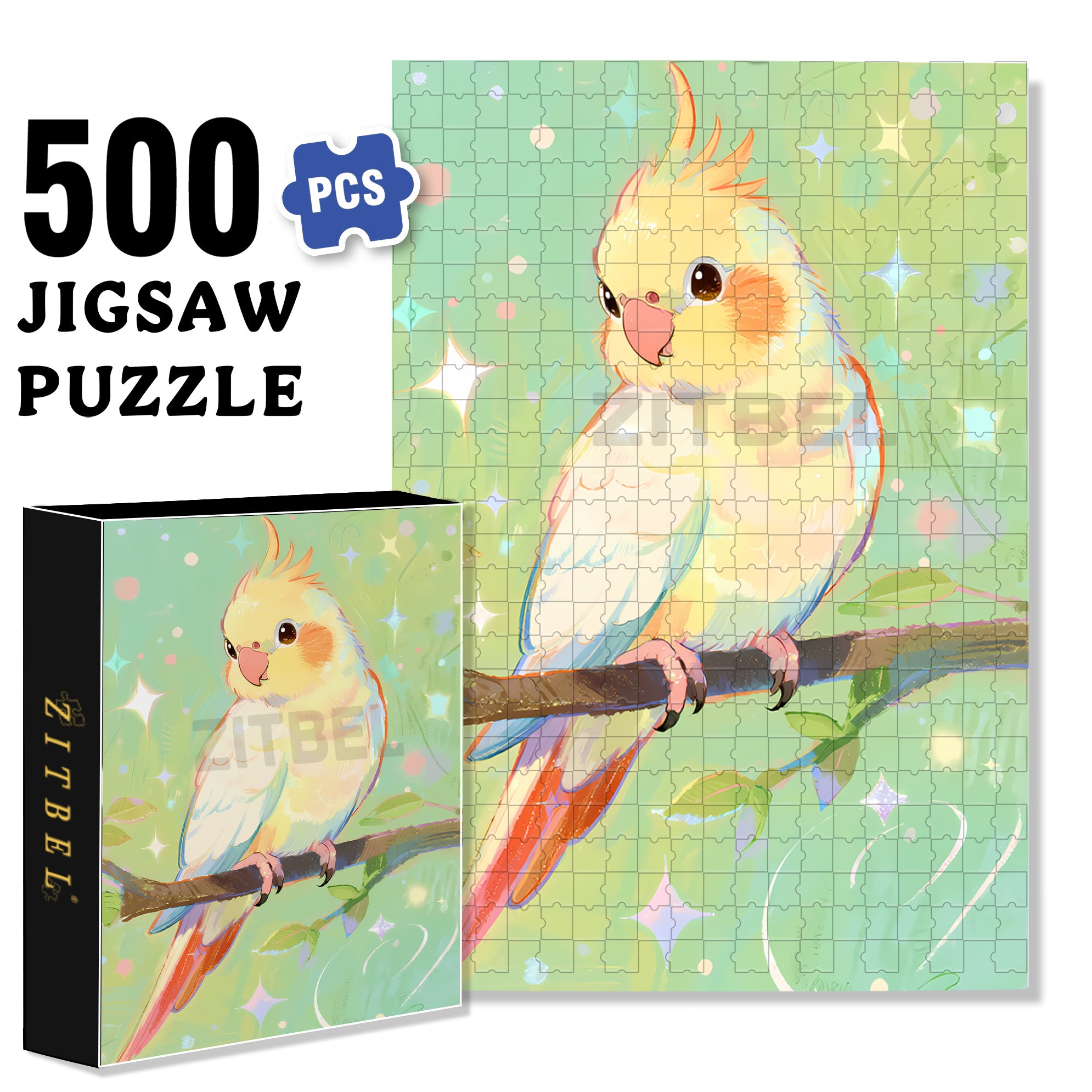 Cockatiel 500pcs/1000pcs Jigsaw Puzzle, Scratch-Resistant, Interactive Family Game & Brain-Boosting DIY Decor, Perfect for Halloween, Christmas & New Year Gifts, Family Puzzle Game