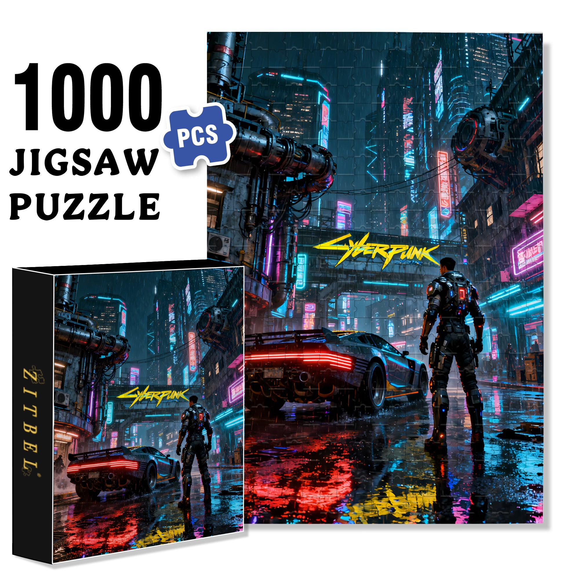 Cyberpunk 2077 500pcs/1000pcs Jigsaw Puzzle, Scratch-Resistant, Interactive Family Game & Brain-Boosting DIY Decor, Perfect for Halloween, Christmas & New Year Gifts, Family Puzzle Game