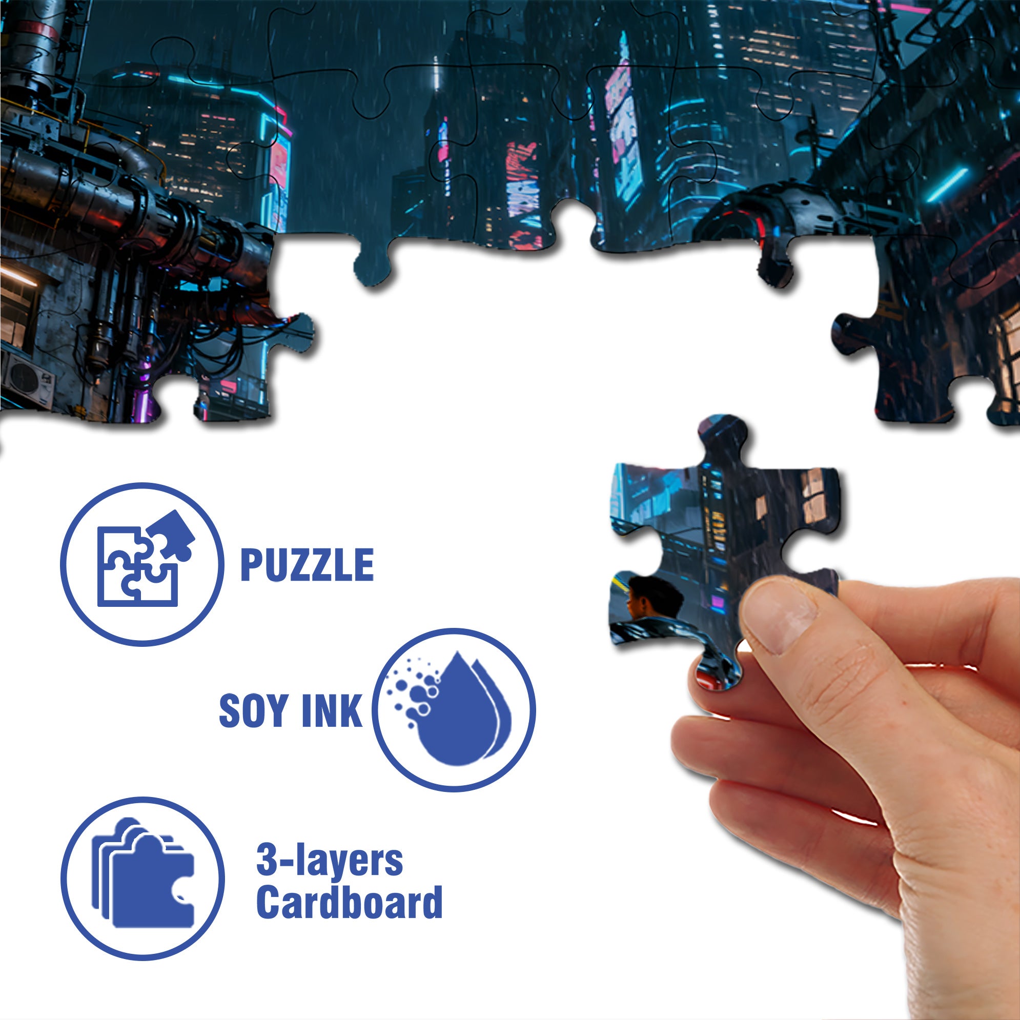 Cyberpunk 2077 500pcs/1000pcs Jigsaw Puzzle, Scratch-Resistant, Interactive Family Game & Brain-Boosting DIY Decor, Perfect for Halloween, Christmas & New Year Gifts, Family Puzzle Game