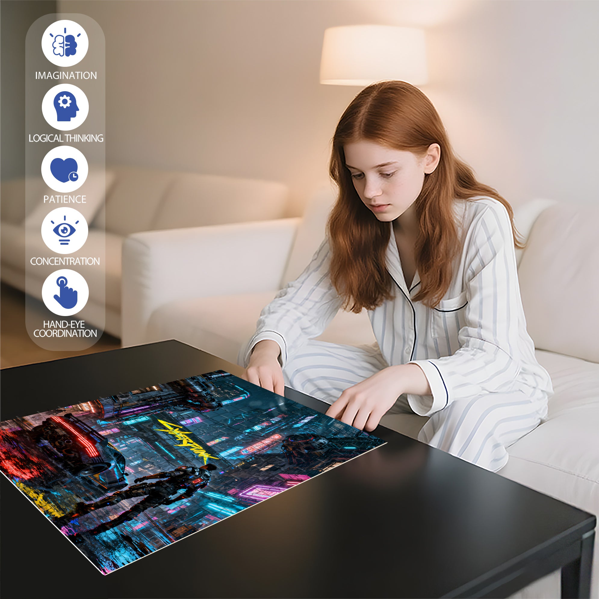 Cyberpunk 2077 500pcs/1000pcs Jigsaw Puzzle, Scratch-Resistant, Interactive Family Game & Brain-Boosting DIY Decor, Perfect for Halloween, Christmas & New Year Gifts, Family Puzzle Game