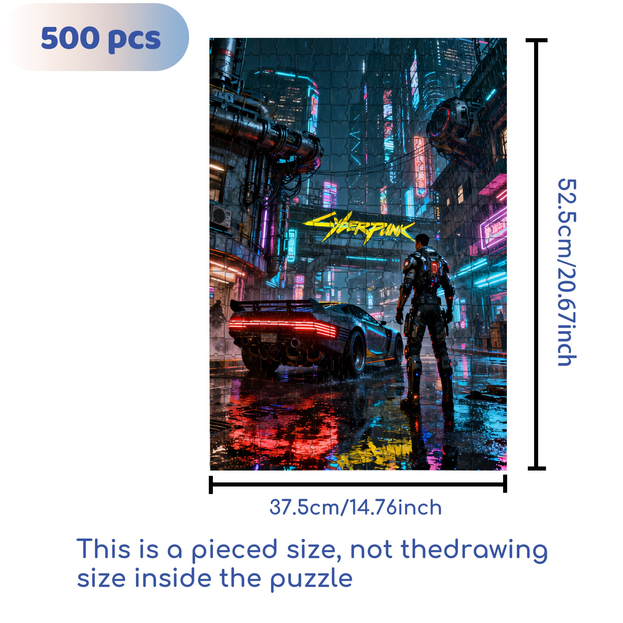 Cyberpunk 2077 500pcs/1000pcs Jigsaw Puzzle, Scratch-Resistant, Interactive Family Game & Brain-Boosting DIY Decor, Perfect for Halloween, Christmas & New Year Gifts, Family Puzzle Game