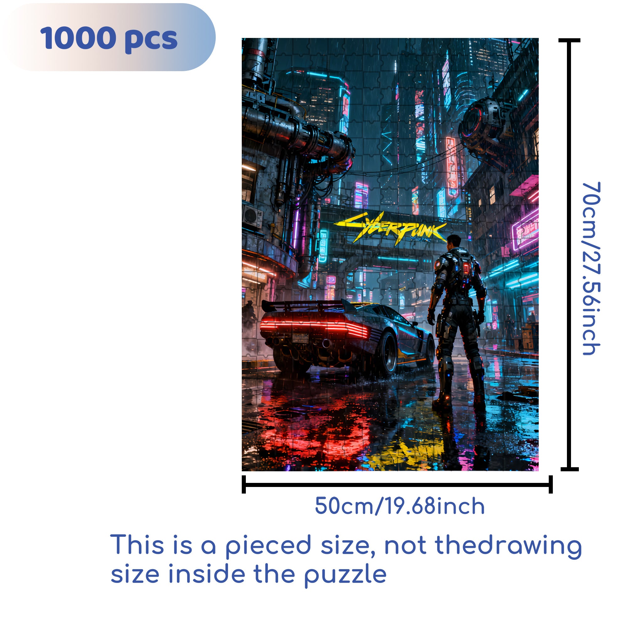 Cyberpunk 2077 500pcs/1000pcs Jigsaw Puzzle, Scratch-Resistant, Interactive Family Game & Brain-Boosting DIY Decor, Perfect for Halloween, Christmas & New Year Gifts, Family Puzzle Game