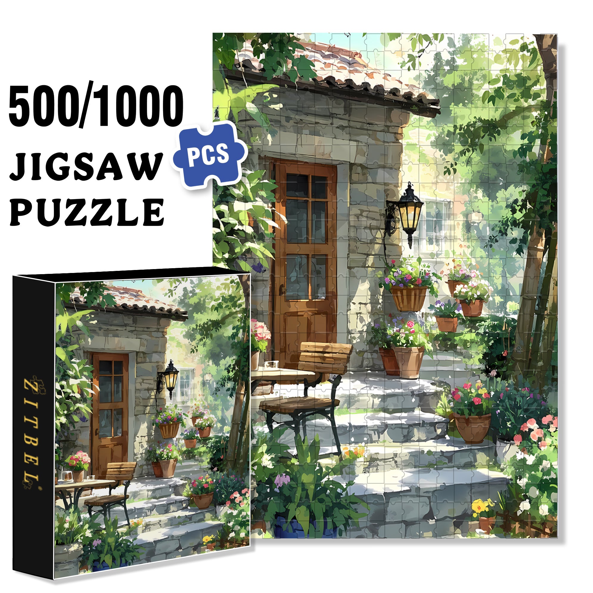 Dappled Sunlight 500pcs/1000pcs Jigsaw Puzzle, Scratch-Resistant, Interactive Family Game & Brain-Boosting DIY Decor, Perfect for Halloween, Christmas & New Year Gifts, Family Puzzle Game