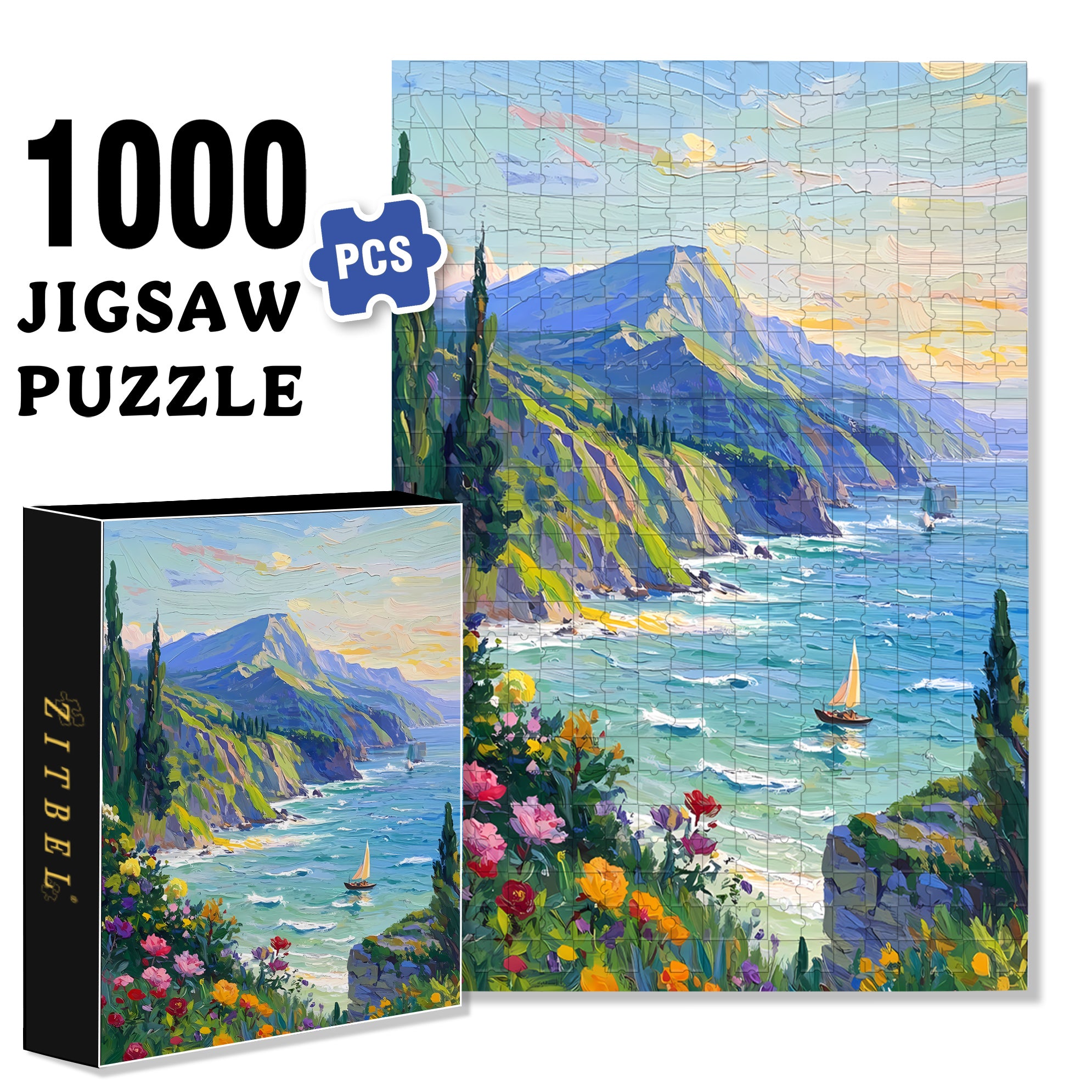 Distant Hill 500pcs/1000pcs Jigsaw Puzzle, Scratch-Resistant, Interactive Family Game & Brain-Boosting DIY Decor, Perfect for Halloween, Christmas & New Year Gifts, Family Puzzle Game