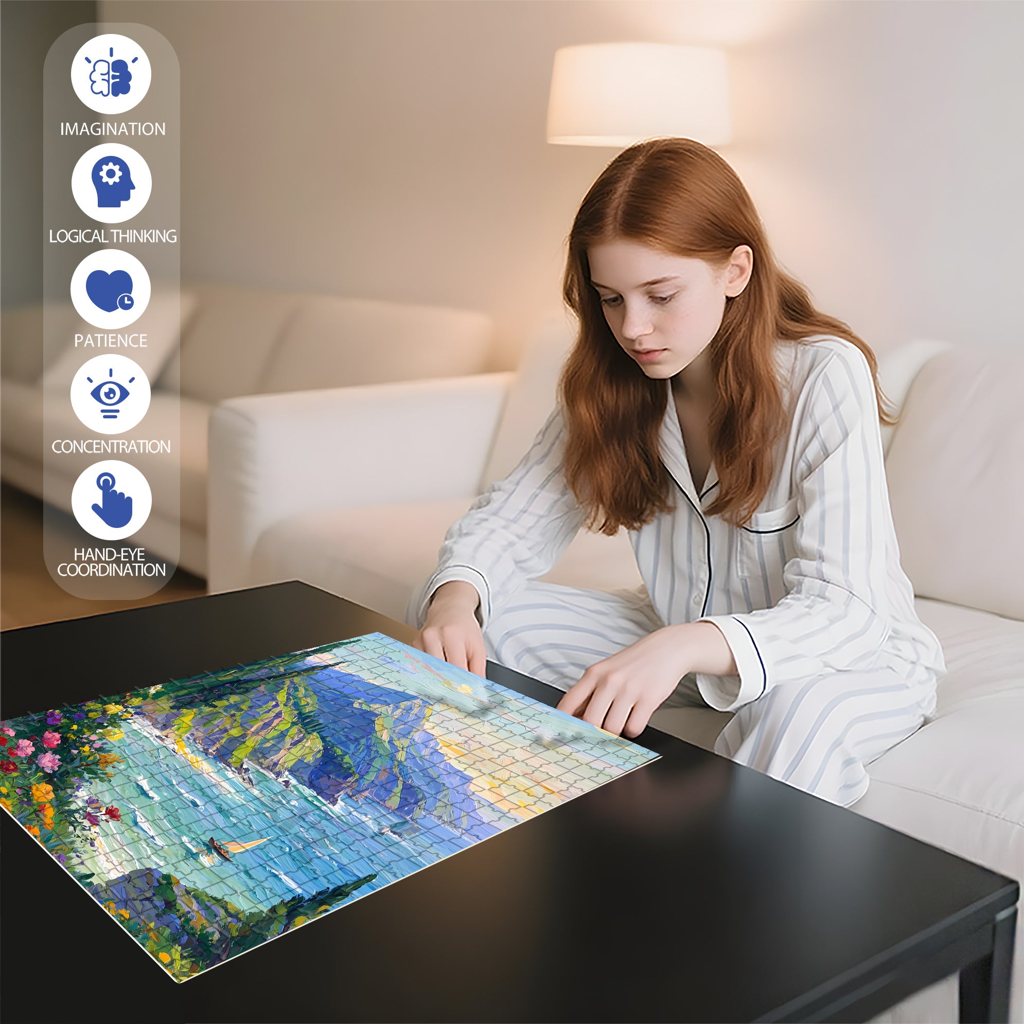 Distant Hill 500pcs/1000pcs Jigsaw Puzzle, Scratch-Resistant, Interactive Family Game & Brain-Boosting DIY Decor, Perfect for Halloween, Christmas & New Year Gifts, Family Puzzle Game