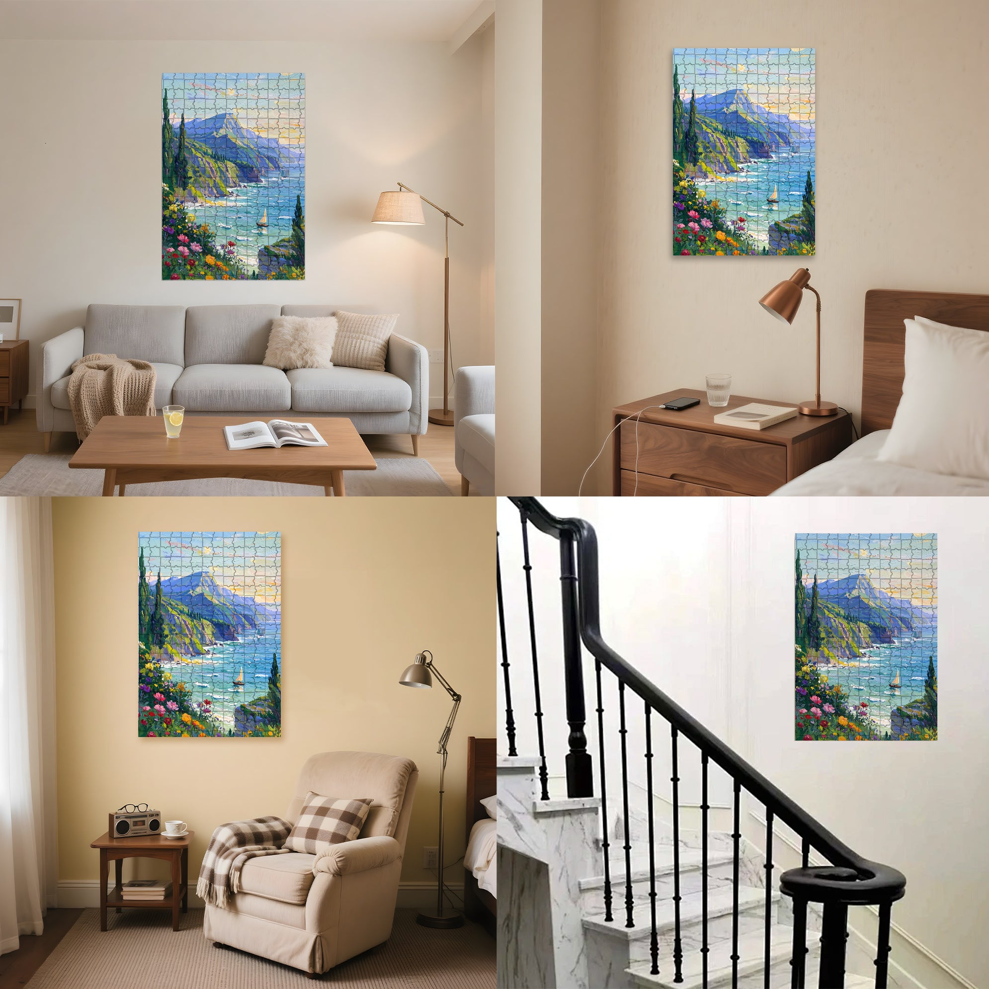 Distant Hill 500pcs/1000pcs Jigsaw Puzzle, Scratch-Resistant, Interactive Family Game & Brain-Boosting DIY Decor, Perfect for Halloween, Christmas & New Year Gifts, Family Puzzle Game