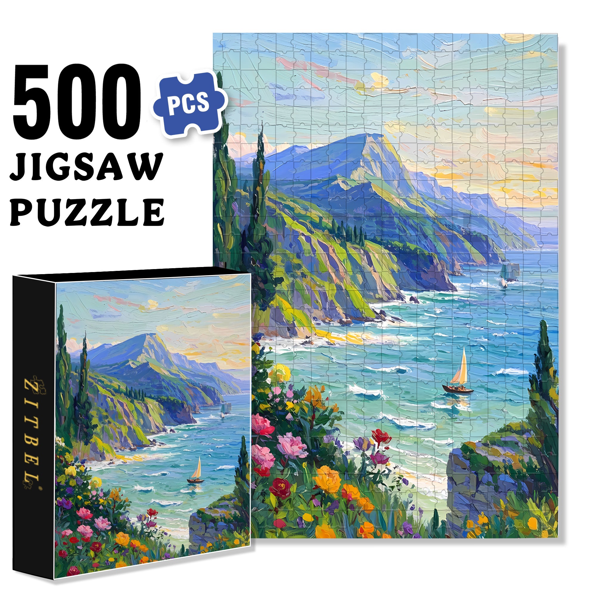 Distant Hill 500pcs/1000pcs Jigsaw Puzzle, Scratch-Resistant, Interactive Family Game & Brain-Boosting DIY Decor, Perfect for Halloween, Christmas & New Year Gifts, Family Puzzle Game