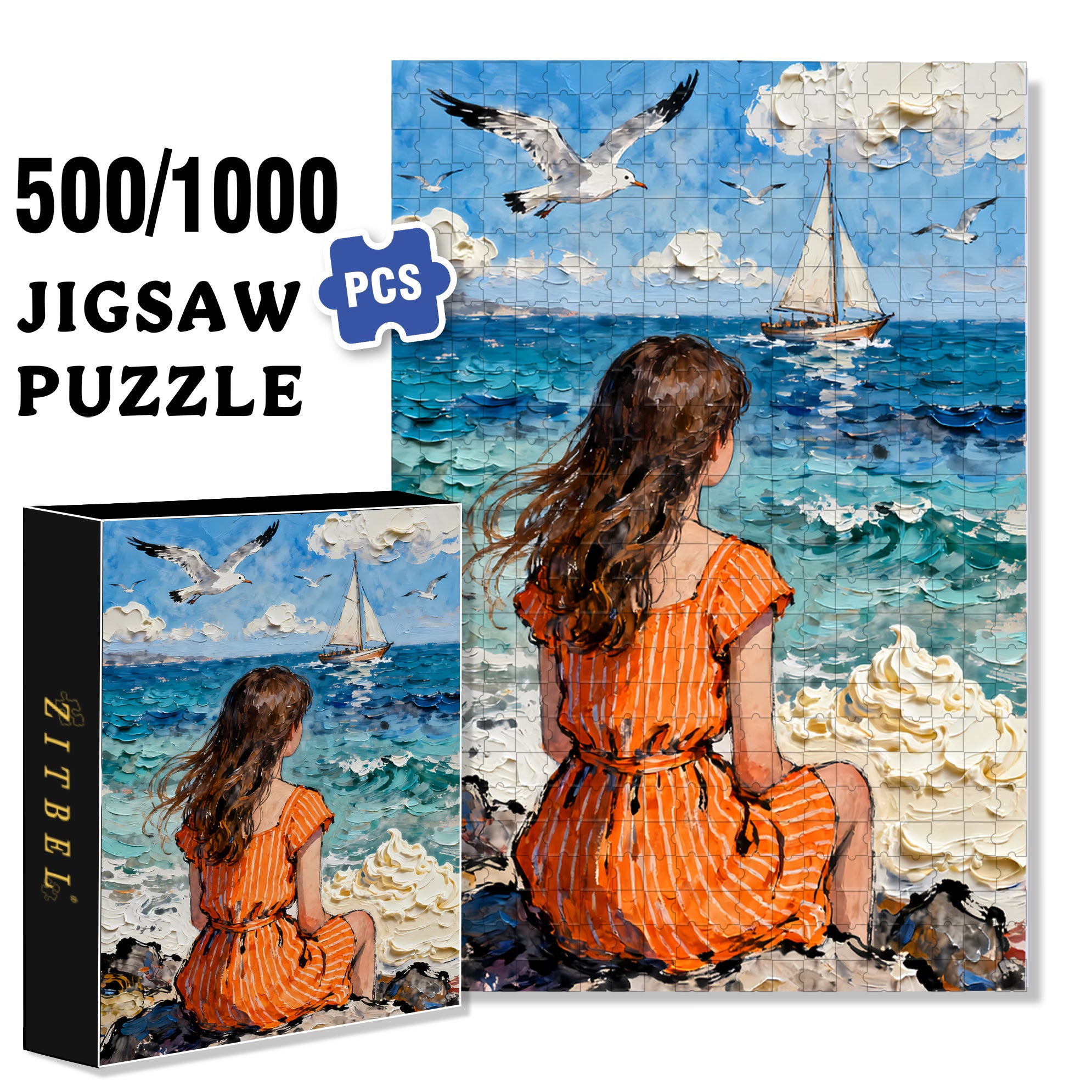 Enjoy Solitude 500pcs/1000pcs Jigsaw Puzzle, Scratch-Resistant, Interactive Family Game & Brain-Boosting DIY Decor, Perfect for Halloween, Christmas & New Year Gifts, Family Puzzle Game