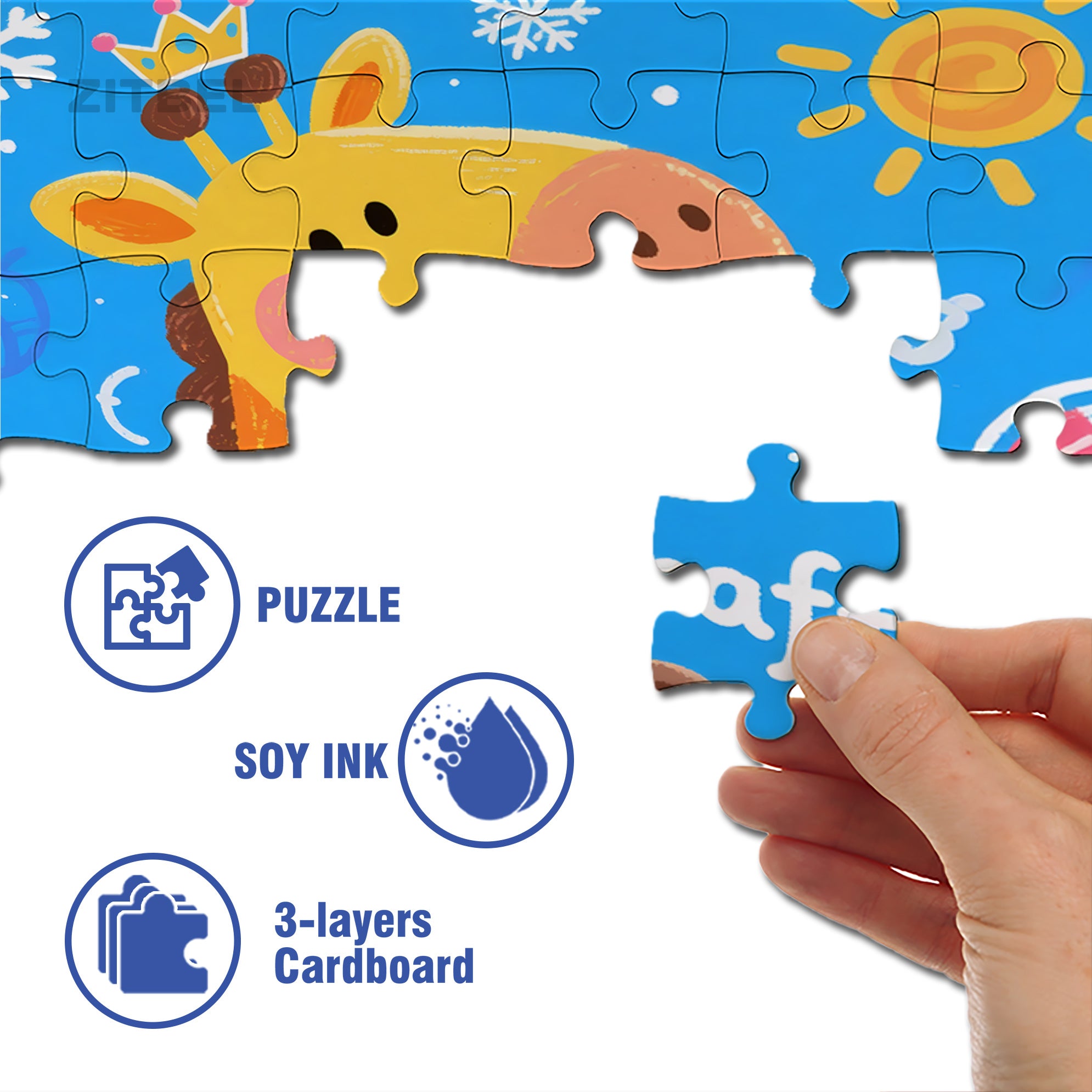 Giraffe and Raccoon 500pcs/1000pcs Jigsaw Puzzle, Scratch-Resistant, Interactive Family Game & Brain-Boosting DIY Decor, Perfect for Halloween, Christmas & New Year Gifts, Family Puzzle Game