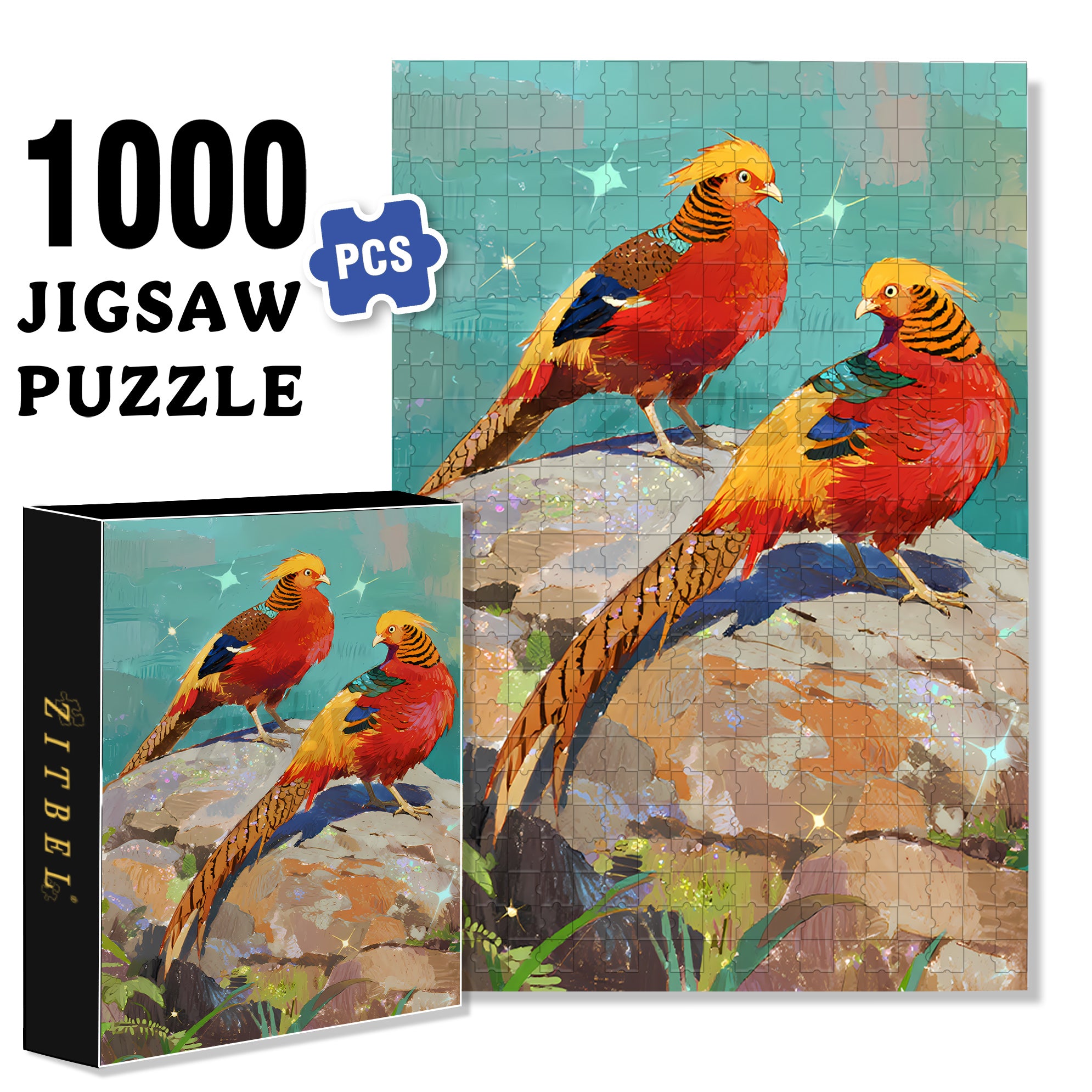Golden Pheasant 500pcs/1000pcs Jigsaw Puzzle, Scratch-Resistant, Interactive Family Game & Brain-Boosting DIY Decor, Perfect for Halloween, Christmas & New Year Gifts, Family Puzzle Game