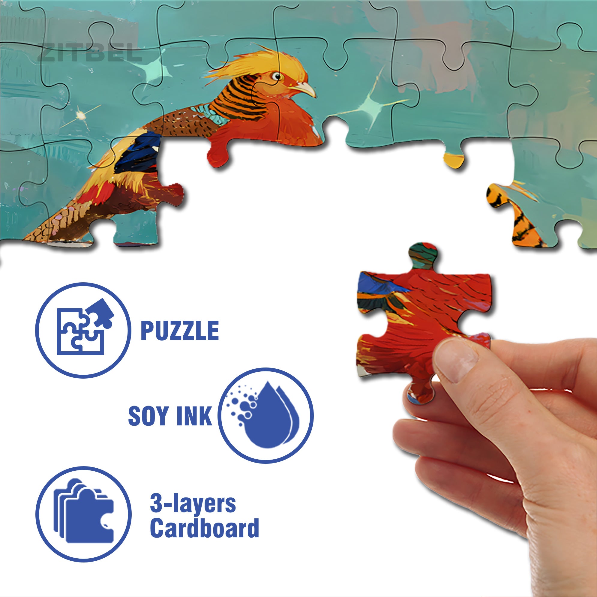 Golden Pheasant 500pcs/1000pcs Jigsaw Puzzle, Scratch-Resistant, Interactive Family Game & Brain-Boosting DIY Decor, Perfect for Halloween, Christmas & New Year Gifts, Family Puzzle Game