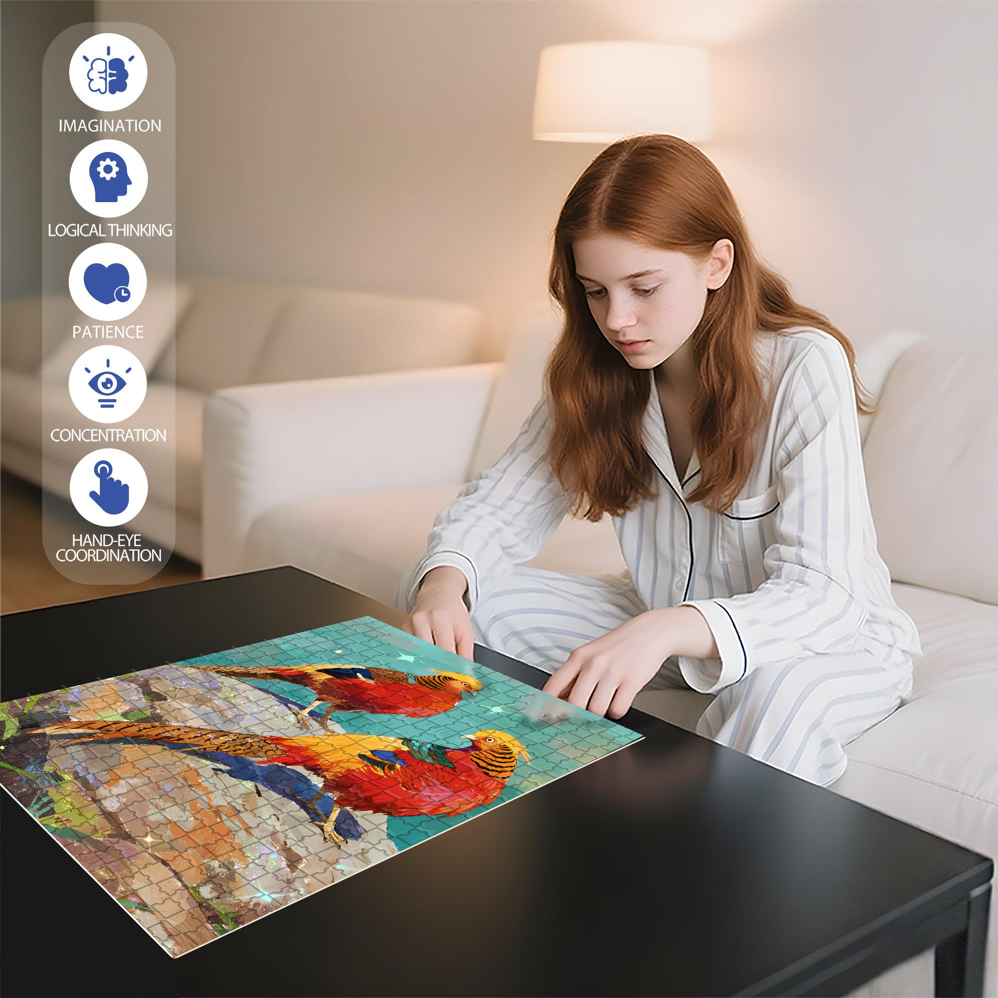 Golden Pheasant 500pcs/1000pcs Jigsaw Puzzle, Scratch-Resistant, Interactive Family Game & Brain-Boosting DIY Decor, Perfect for Halloween, Christmas & New Year Gifts, Family Puzzle Game