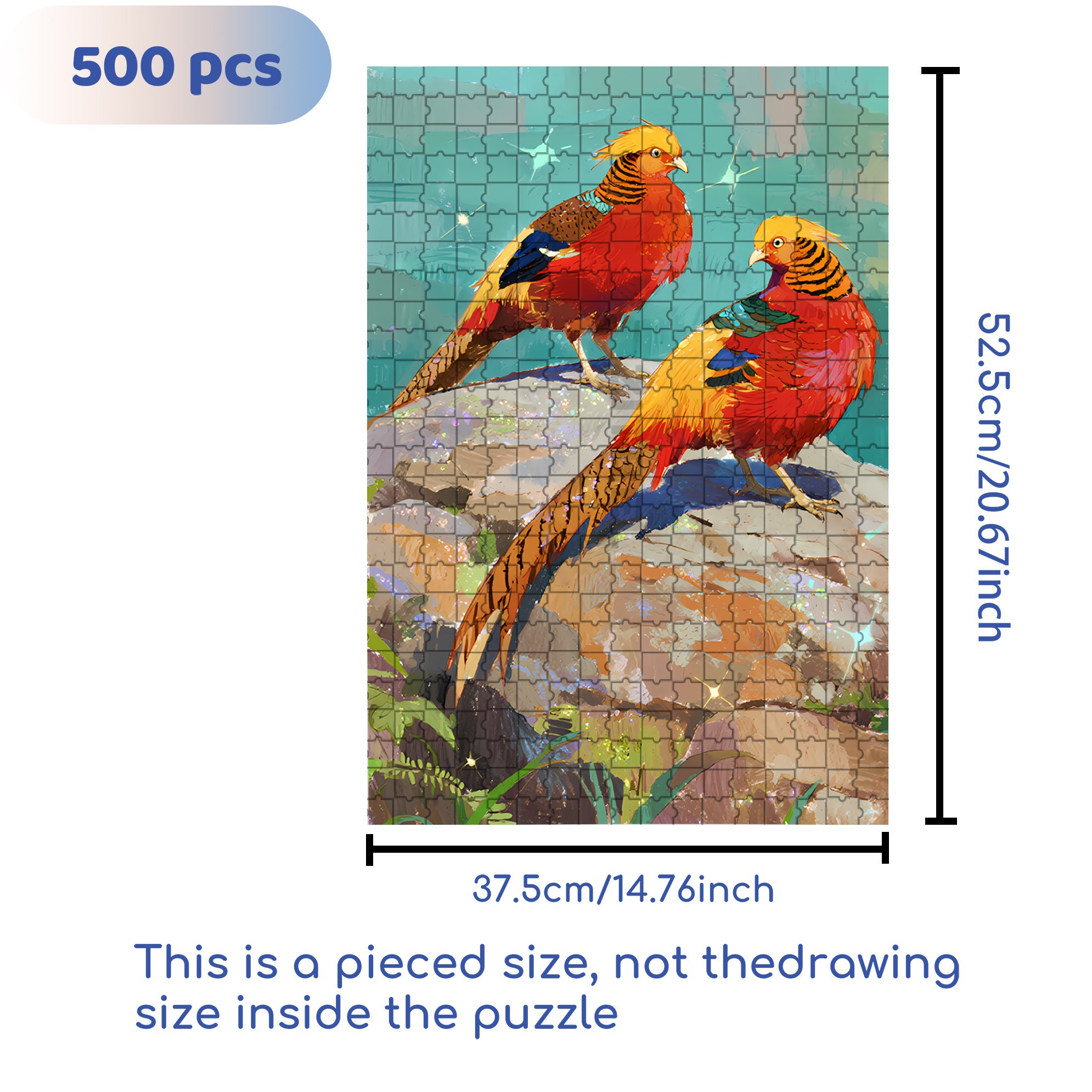 Golden Pheasant 500pcs/1000pcs Jigsaw Puzzle, Scratch-Resistant, Interactive Family Game & Brain-Boosting DIY Decor, Perfect for Halloween, Christmas & New Year Gifts, Family Puzzle Game