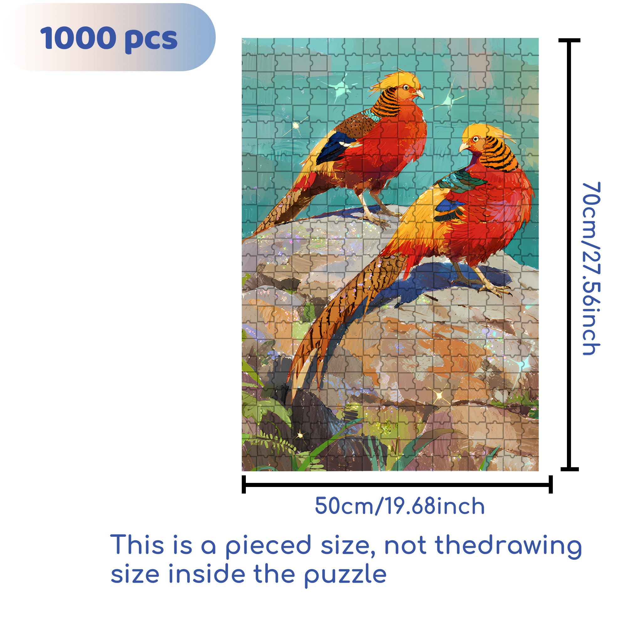 Golden Pheasant 500pcs/1000pcs Jigsaw Puzzle, Scratch-Resistant, Interactive Family Game & Brain-Boosting DIY Decor, Perfect for Halloween, Christmas & New Year Gifts, Family Puzzle Game
