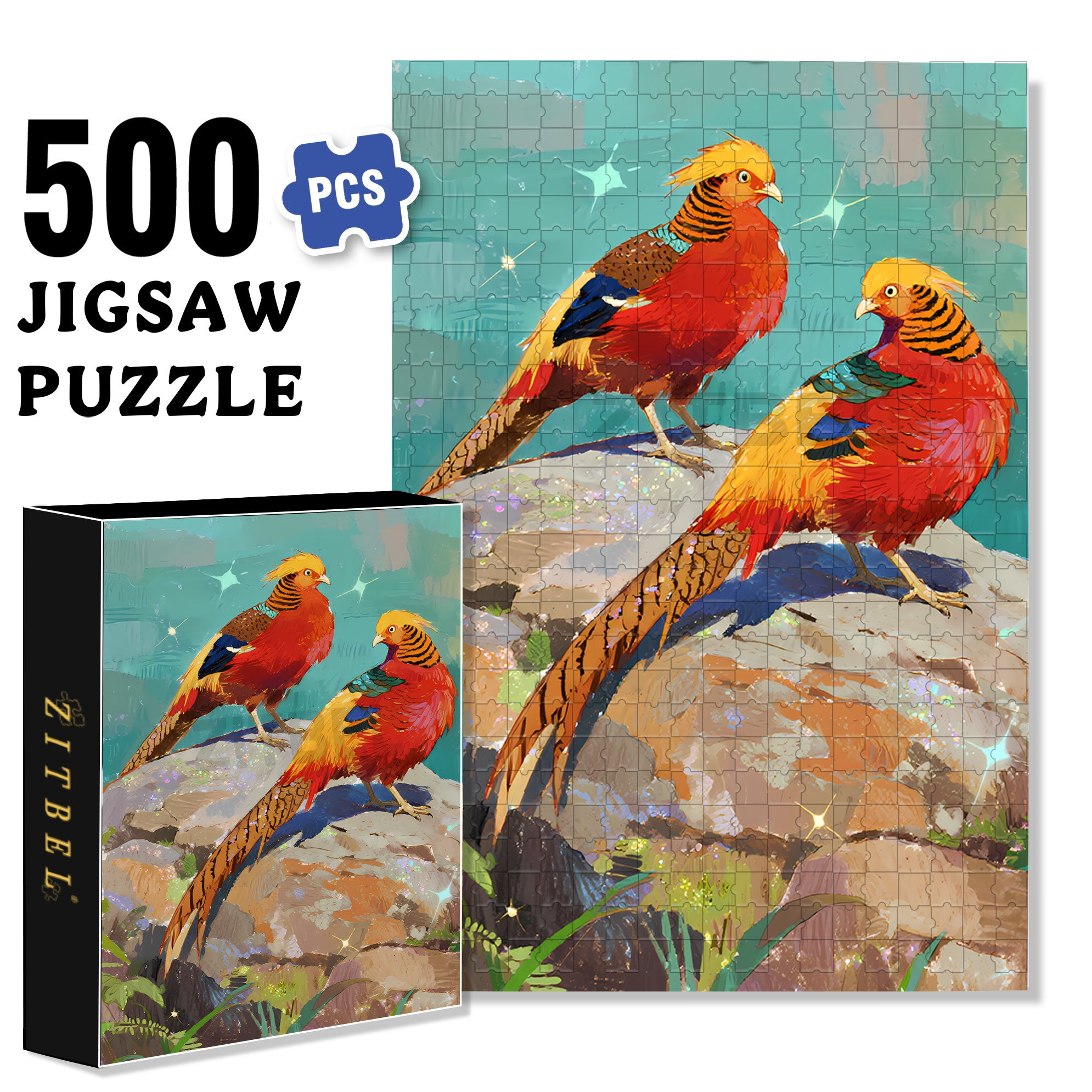Golden Pheasant 500pcs/1000pcs Jigsaw Puzzle, Scratch-Resistant, Interactive Family Game & Brain-Boosting DIY Decor, Perfect for Halloween, Christmas & New Year Gifts, Family Puzzle Game