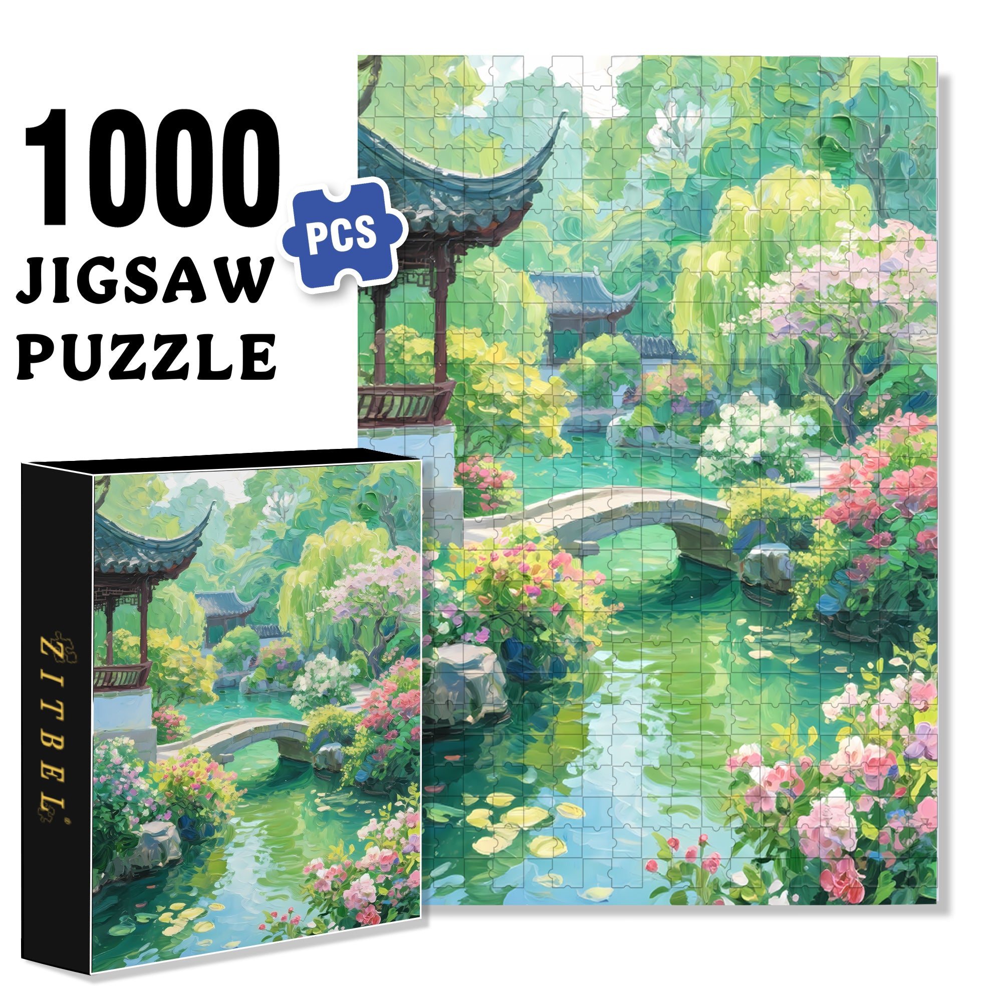 Green Mountains And Clear Waters 500pcs/1000pcs Jigsaw Puzzle, Scratch-Resistant, Interactive Family Game & Brain-Boosting DIY Decor, Perfect for Halloween, Christmas & New Year Gifts, Family Puzzle Game