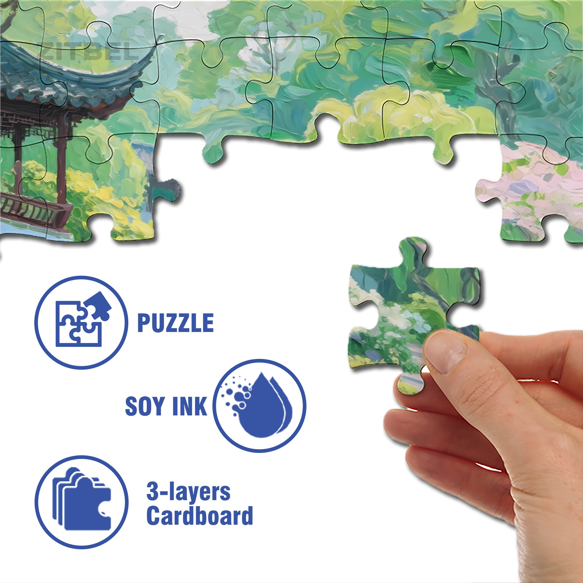 Green Mountains And Clear Waters 500pcs/1000pcs Jigsaw Puzzle, Scratch-Resistant, Interactive Family Game & Brain-Boosting DIY Decor, Perfect for Halloween, Christmas & New Year Gifts, Family Puzzle Game