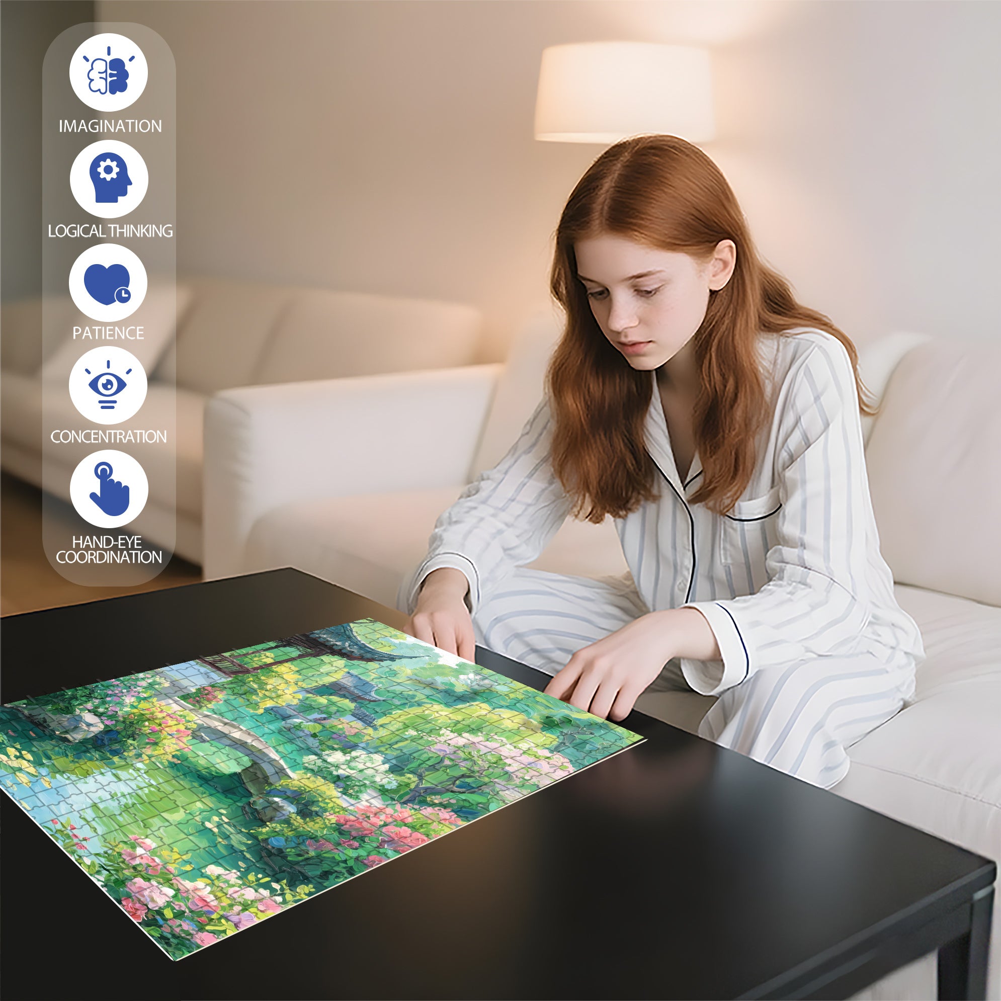 Green Mountains And Clear Waters 500pcs/1000pcs Jigsaw Puzzle, Scratch-Resistant, Interactive Family Game & Brain-Boosting DIY Decor, Perfect for Halloween, Christmas & New Year Gifts, Family Puzzle Game