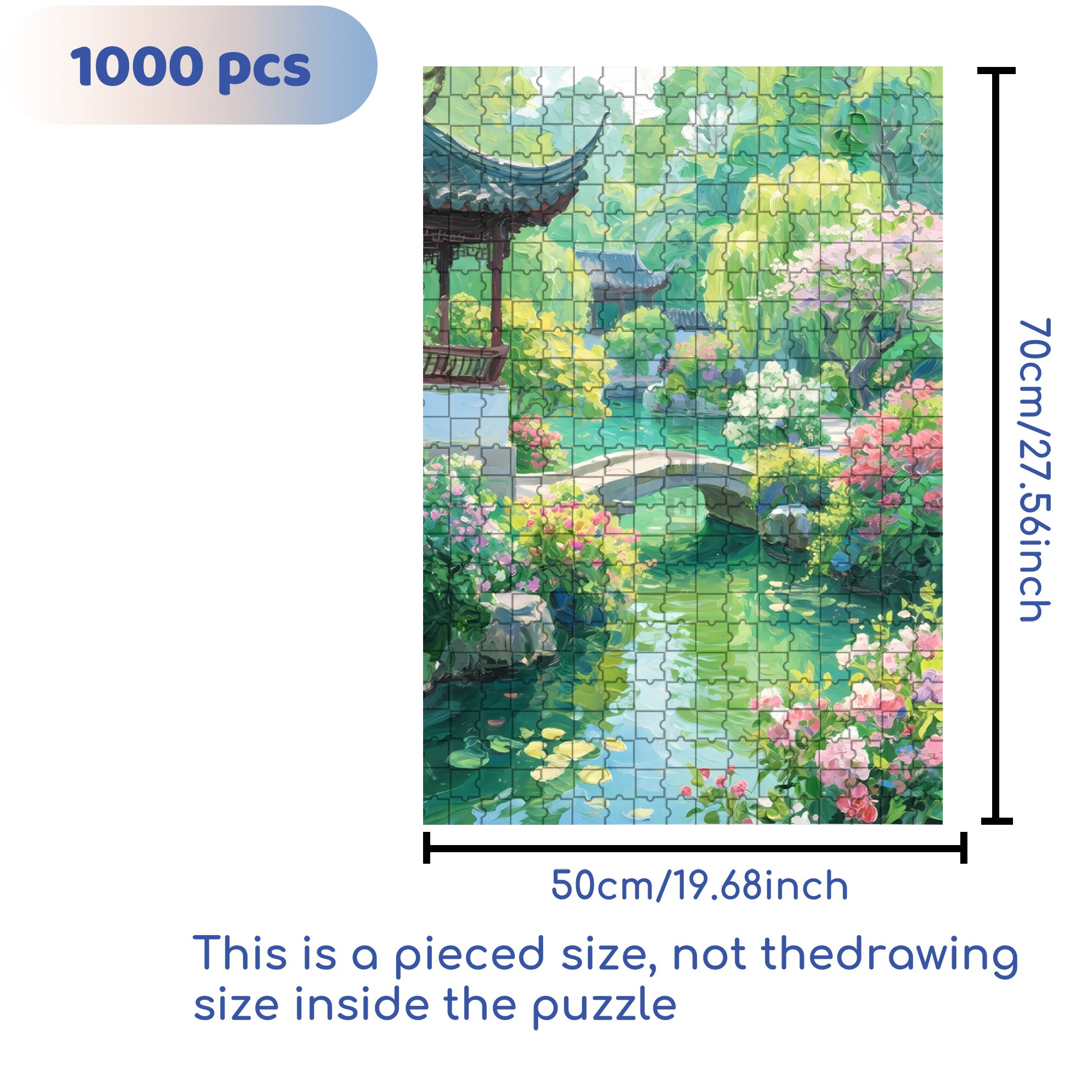 Green Mountains And Clear Waters 500pcs/1000pcs Jigsaw Puzzle, Scratch-Resistant, Interactive Family Game & Brain-Boosting DIY Decor, Perfect for Halloween, Christmas & New Year Gifts, Family Puzzle Game