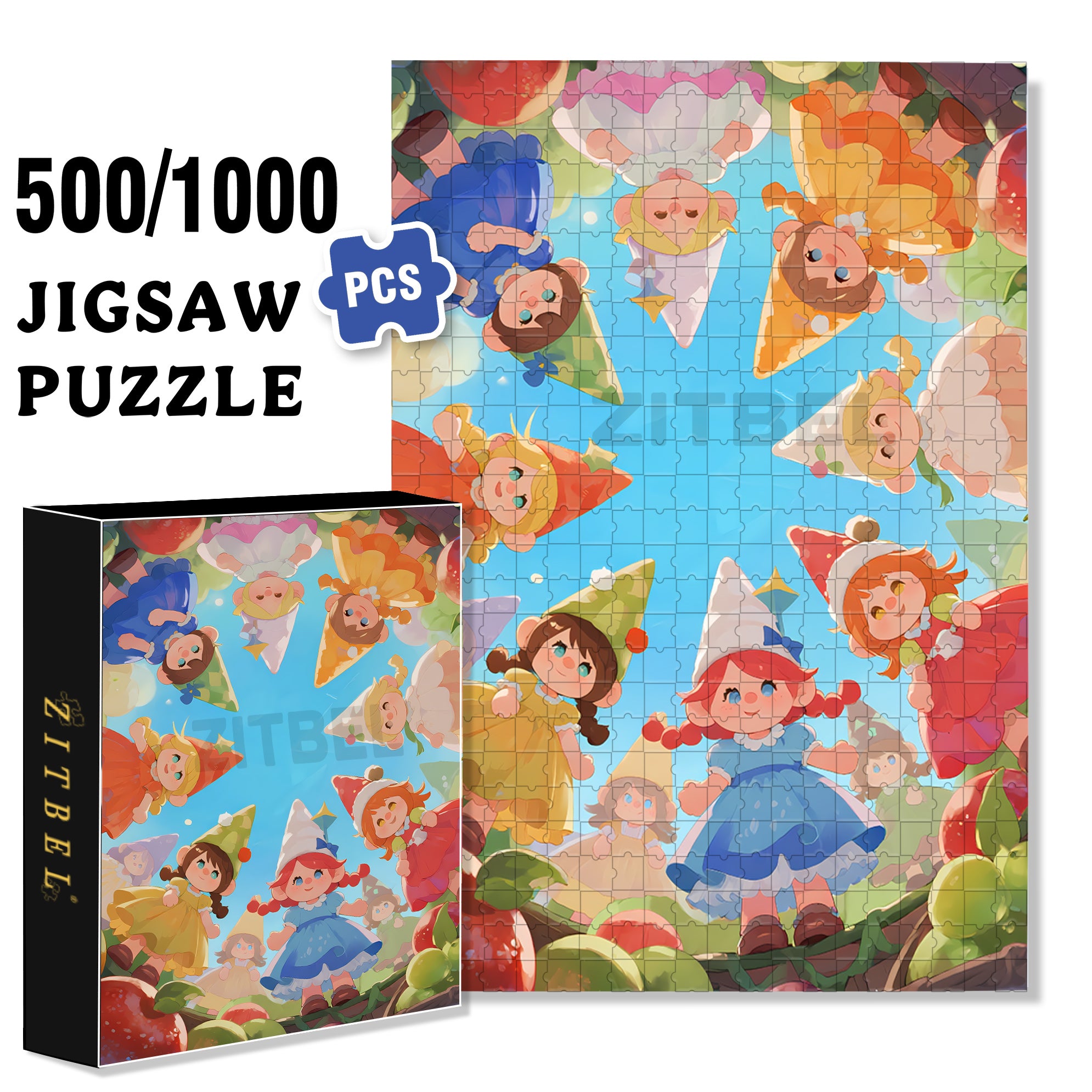 Hi! Friends 500pcs/1000pcs Jigsaw Puzzle, Scratch-Resistant, Interactive Family Game & Brain-Boosting DIY Decor, Perfect for Halloween, Christmas & New Year Gifts, Family Puzzle Game