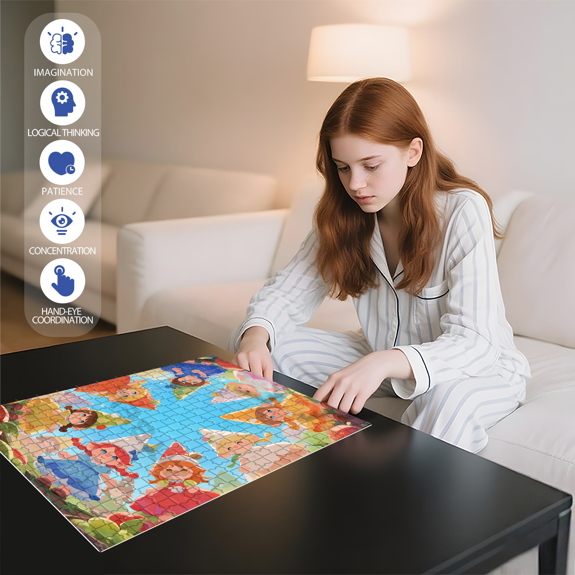 Hi! Friends 500pcs/1000pcs Jigsaw Puzzle, Scratch-Resistant, Interactive Family Game & Brain-Boosting DIY Decor, Perfect for Halloween, Christmas & New Year Gifts, Family Puzzle Game