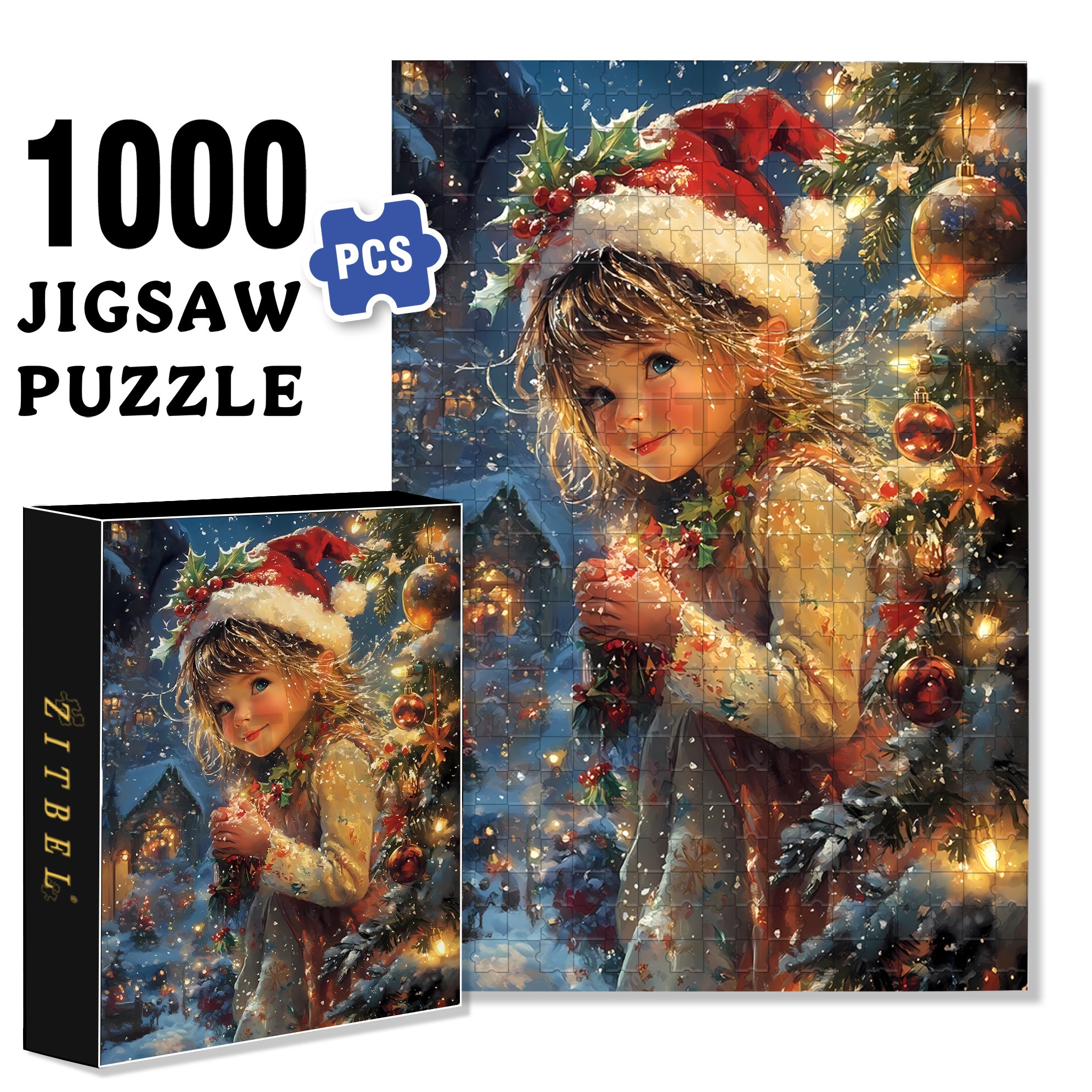 Little Girl's Christmas 500pcs/1000pcs Jigsaw Puzzle, Scratch-Resistant, Interactive Family Game & Brain-Boosting DIY Decor, Perfect for Halloween, Christmas & New Year Gifts, Family Puzzle Game