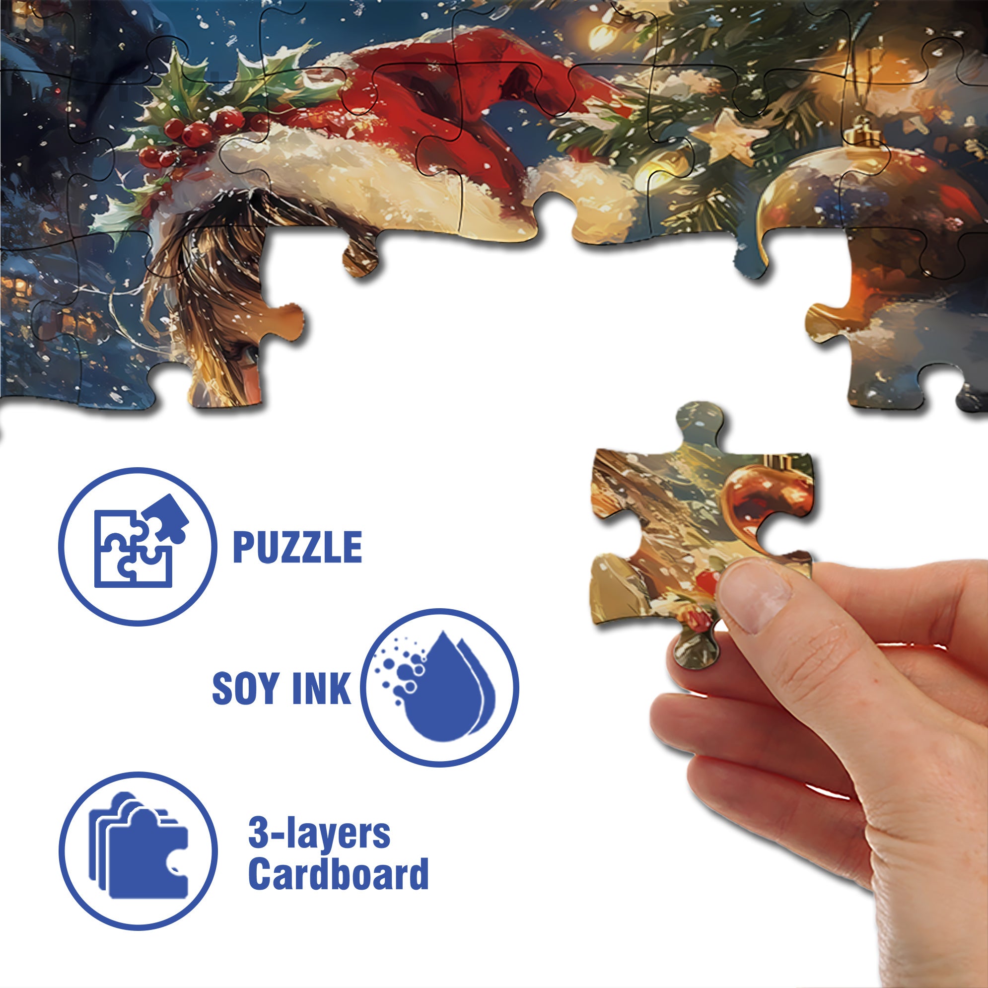 Little Girl's Christmas 500pcs/1000pcs Jigsaw Puzzle, Scratch-Resistant, Interactive Family Game & Brain-Boosting DIY Decor, Perfect for Halloween, Christmas & New Year Gifts, Family Puzzle Game