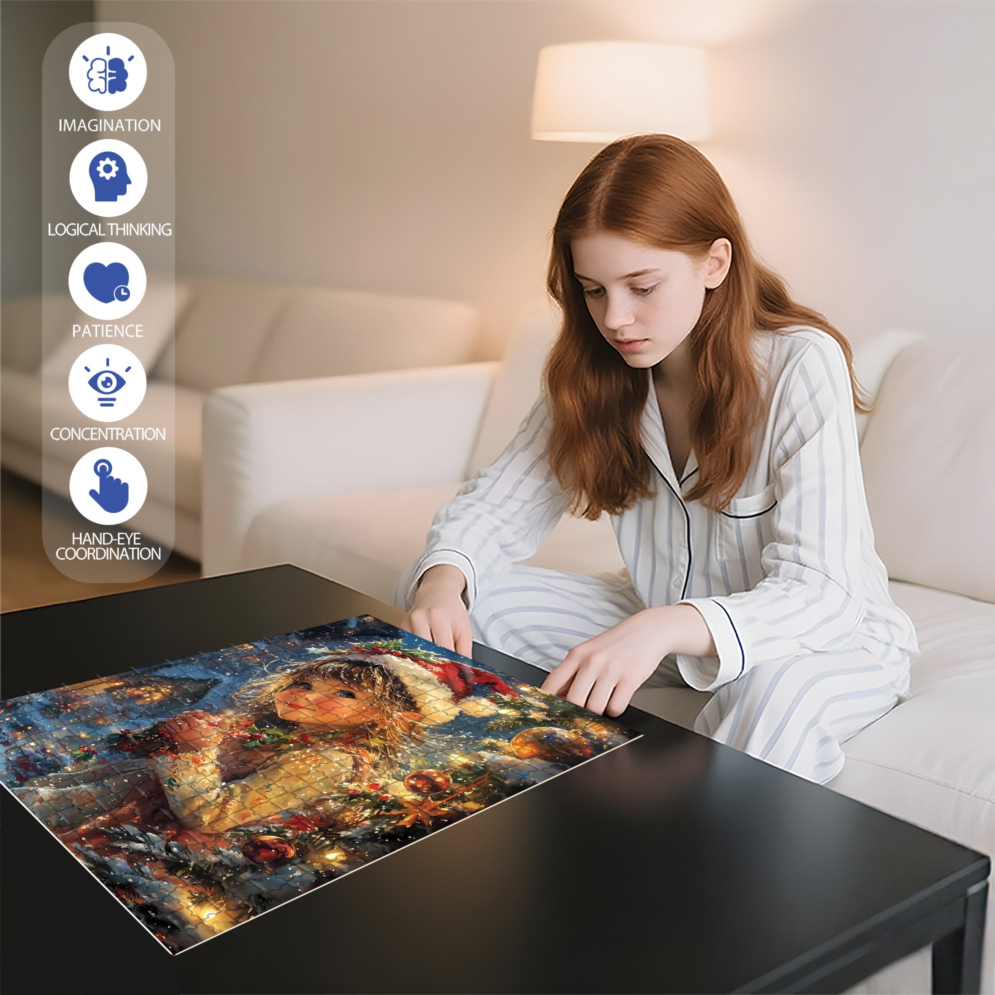 Little Girl's Christmas 500pcs/1000pcs Jigsaw Puzzle, Scratch-Resistant, Interactive Family Game & Brain-Boosting DIY Decor, Perfect for Halloween, Christmas & New Year Gifts, Family Puzzle Game