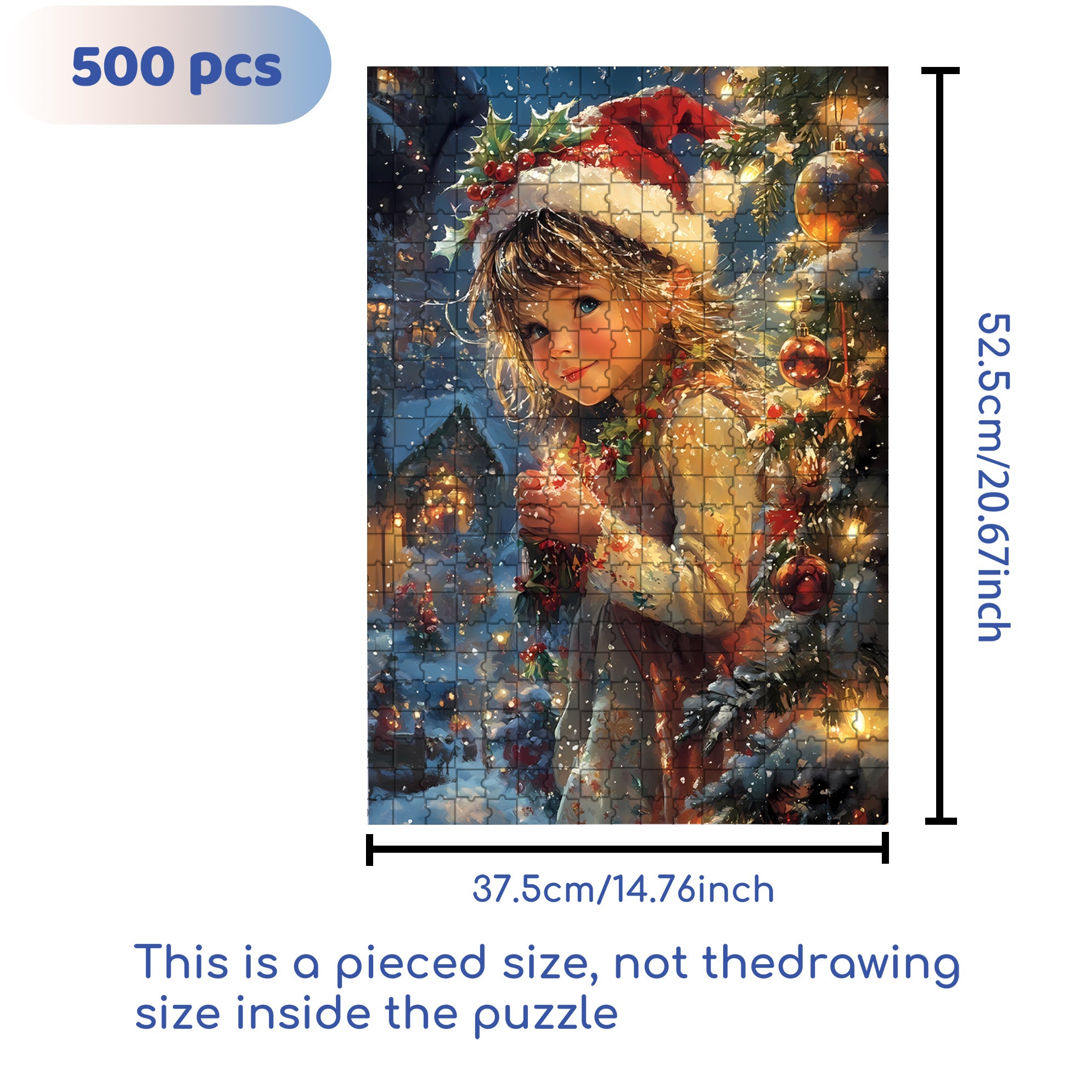 Little Girl's Christmas 500pcs/1000pcs Jigsaw Puzzle, Scratch-Resistant, Interactive Family Game & Brain-Boosting DIY Decor, Perfect for Halloween, Christmas & New Year Gifts, Family Puzzle Game