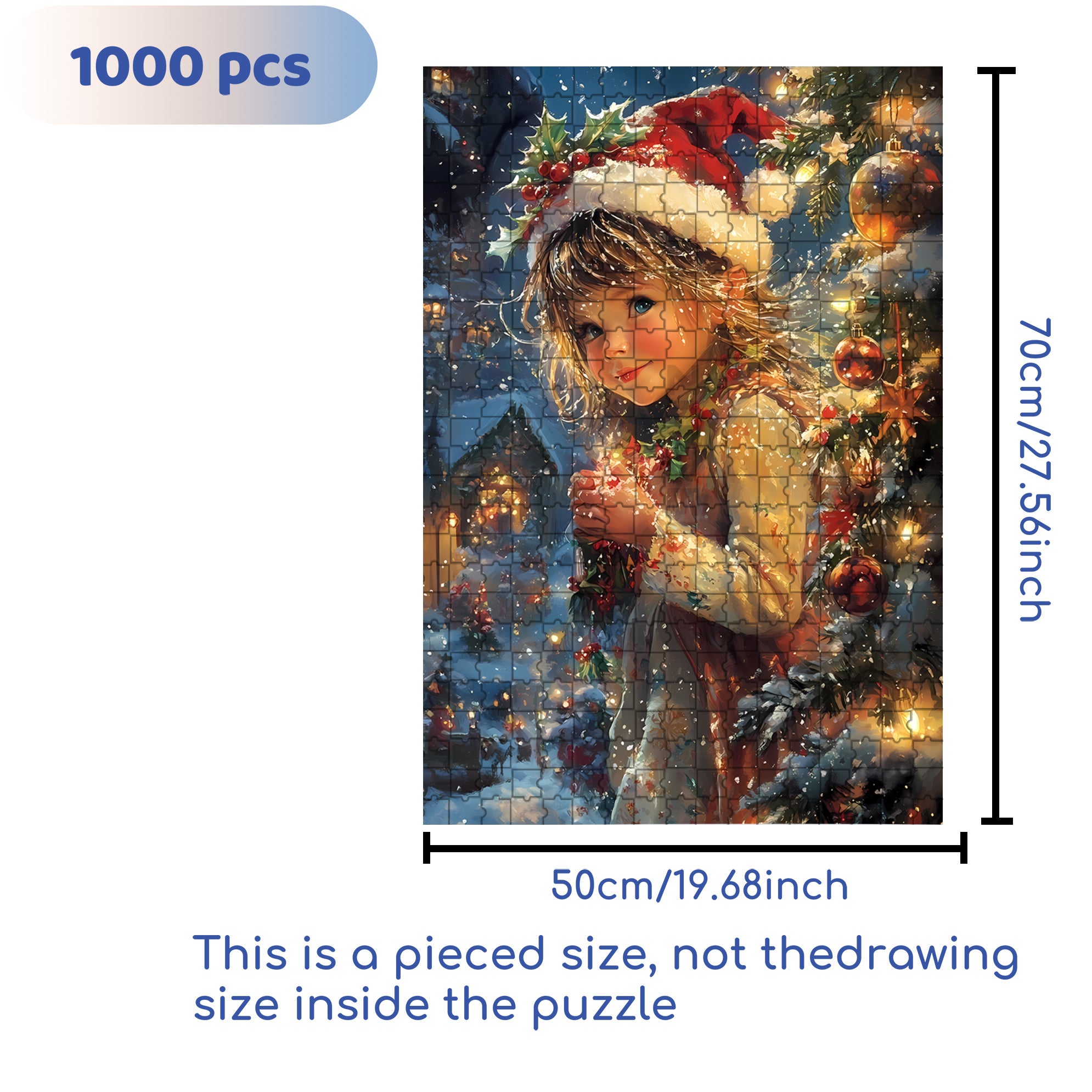 Little Girl's Christmas 500pcs/1000pcs Jigsaw Puzzle, Scratch-Resistant, Interactive Family Game & Brain-Boosting DIY Decor, Perfect for Halloween, Christmas & New Year Gifts, Family Puzzle Game