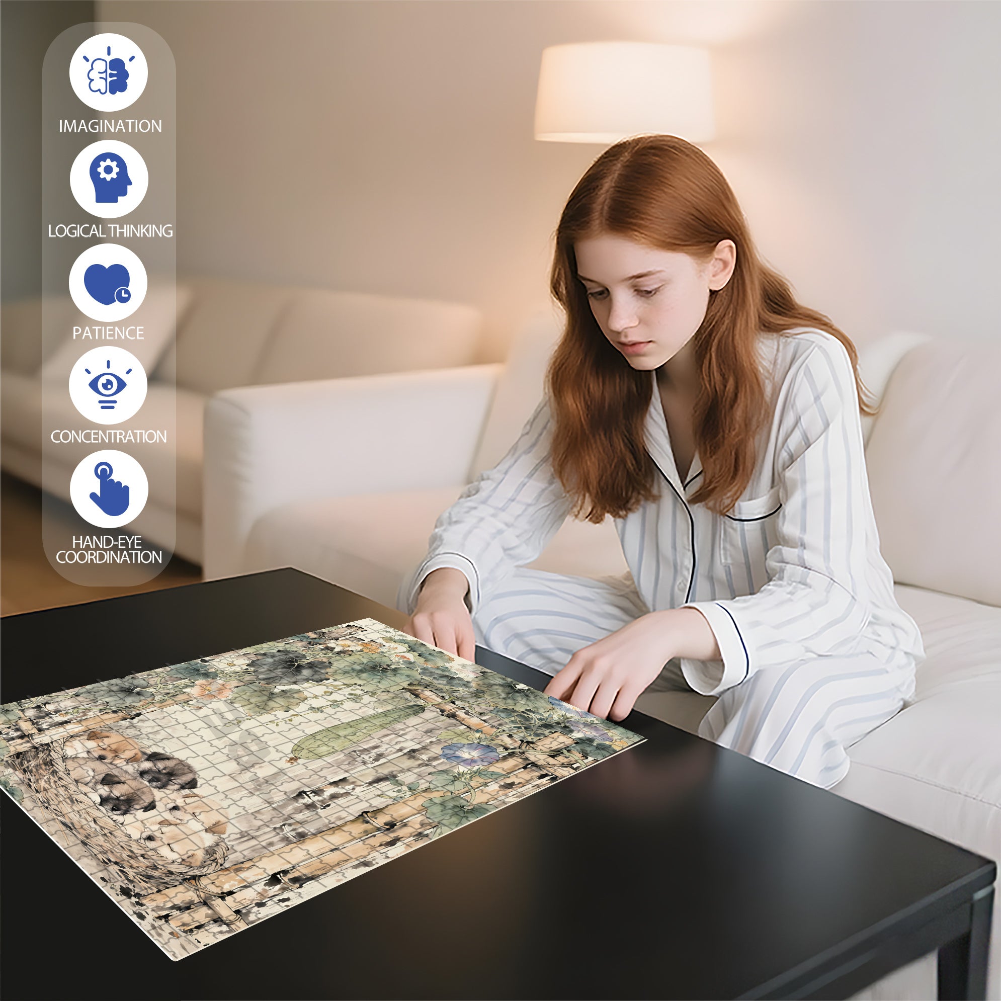 Little Puppy 500pcs/1000pcs Jigsaw Puzzle, Scratch-Resistant, Interactive Family Game & Brain-Boosting DIY Decor, Perfect for Halloween, Christmas & New Year Gifts, Family Puzzle Game