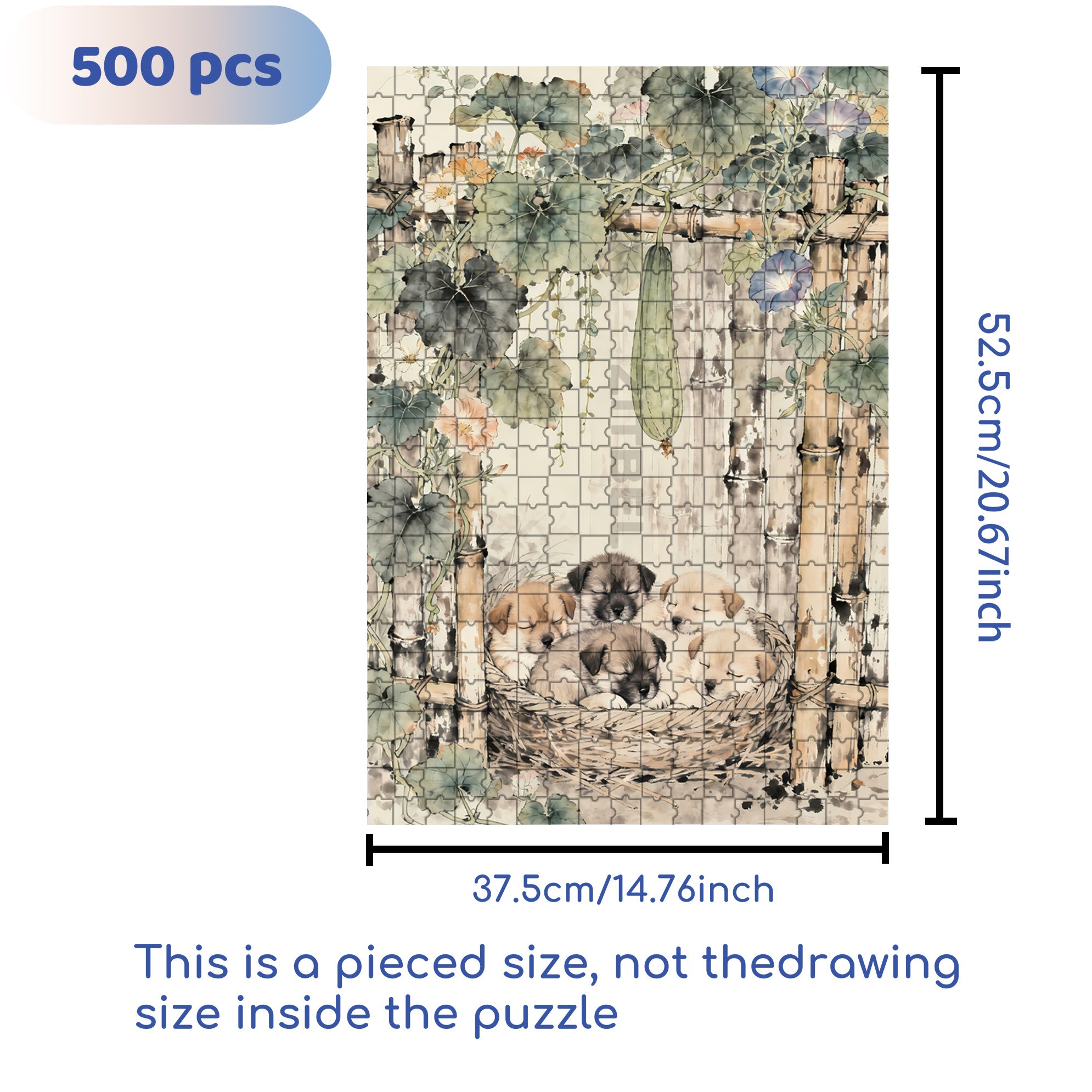 Little Puppy 500pcs/1000pcs Jigsaw Puzzle, Scratch-Resistant, Interactive Family Game & Brain-Boosting DIY Decor, Perfect for Halloween, Christmas & New Year Gifts, Family Puzzle Game