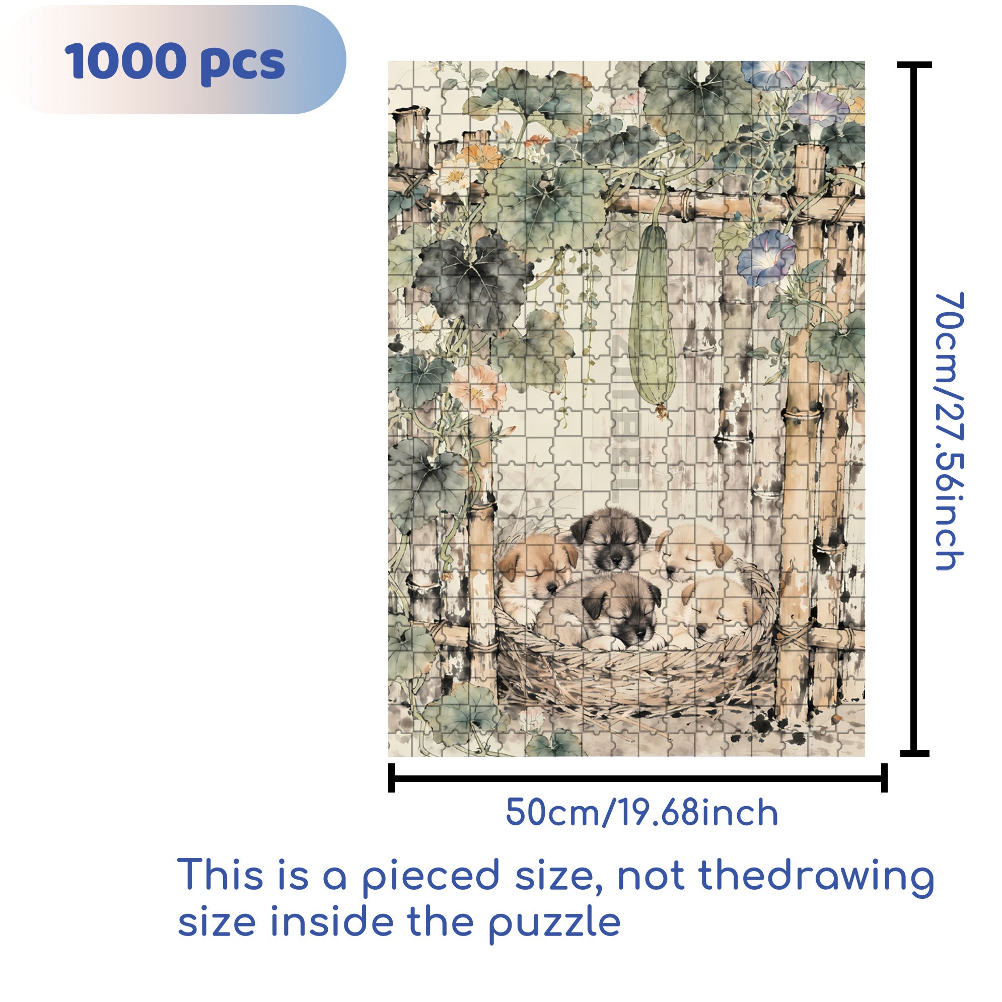 Little Puppy 500pcs/1000pcs Jigsaw Puzzle, Scratch-Resistant, Interactive Family Game & Brain-Boosting DIY Decor, Perfect for Halloween, Christmas & New Year Gifts, Family Puzzle Game
