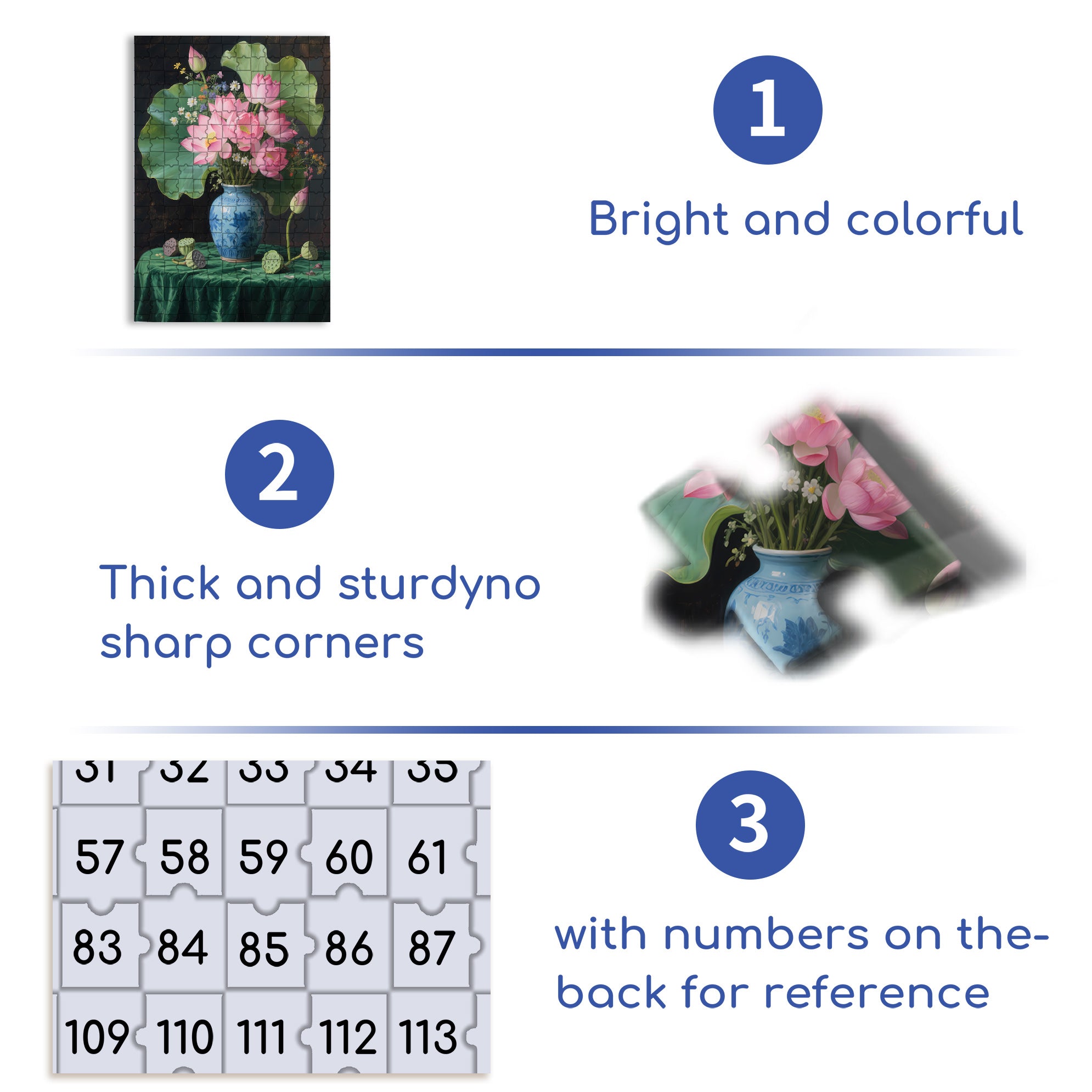 Lotus 500pcs/1000pcs Jigsaw Puzzle, Scratch-Resistant, Interactive Family Game & Brain-Boosting DIY Decor, Perfect for Halloween, Christmas & New Year Gifts, Family Puzzle Game