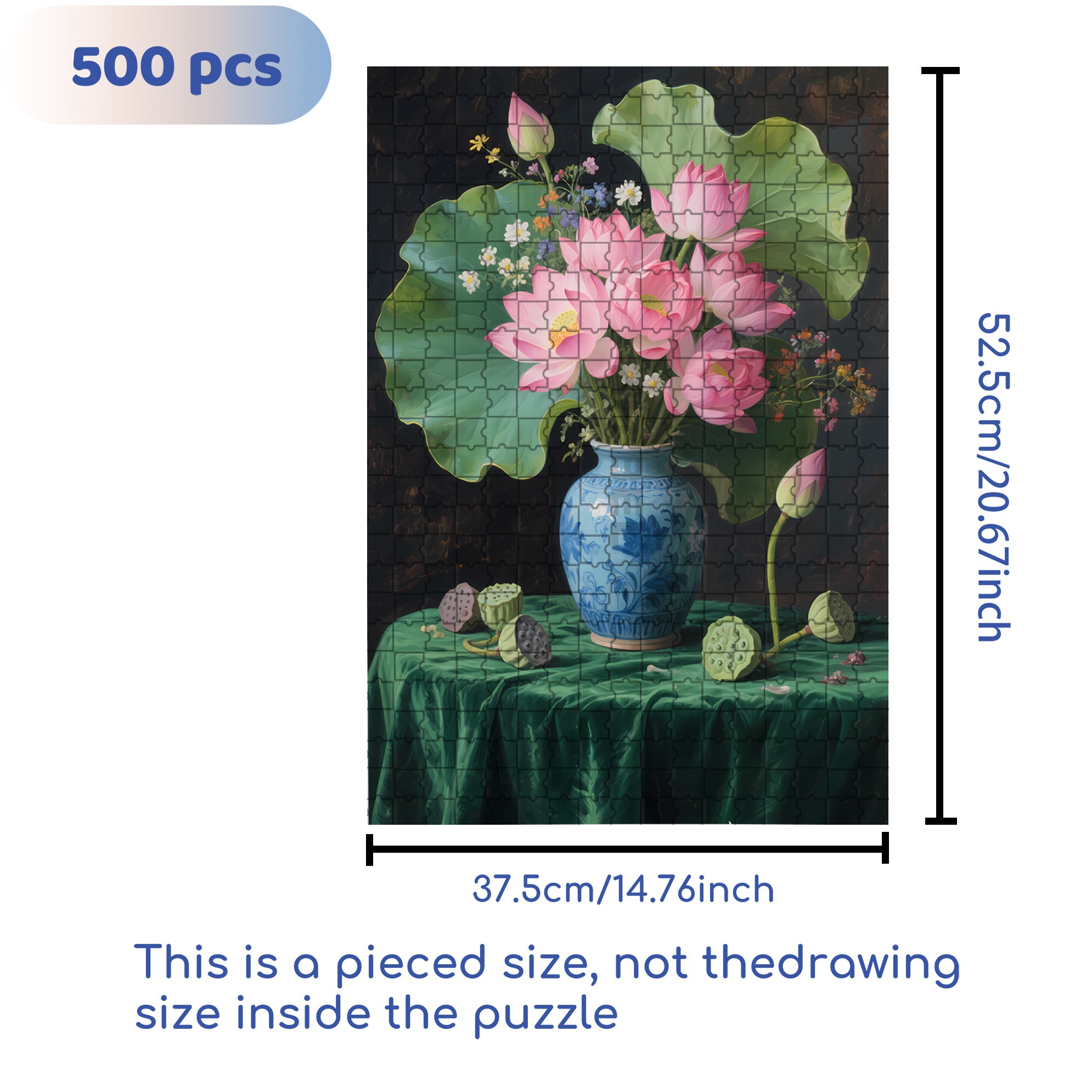 Lotus 500pcs/1000pcs Jigsaw Puzzle, Scratch-Resistant, Interactive Family Game & Brain-Boosting DIY Decor, Perfect for Halloween, Christmas & New Year Gifts, Family Puzzle Game