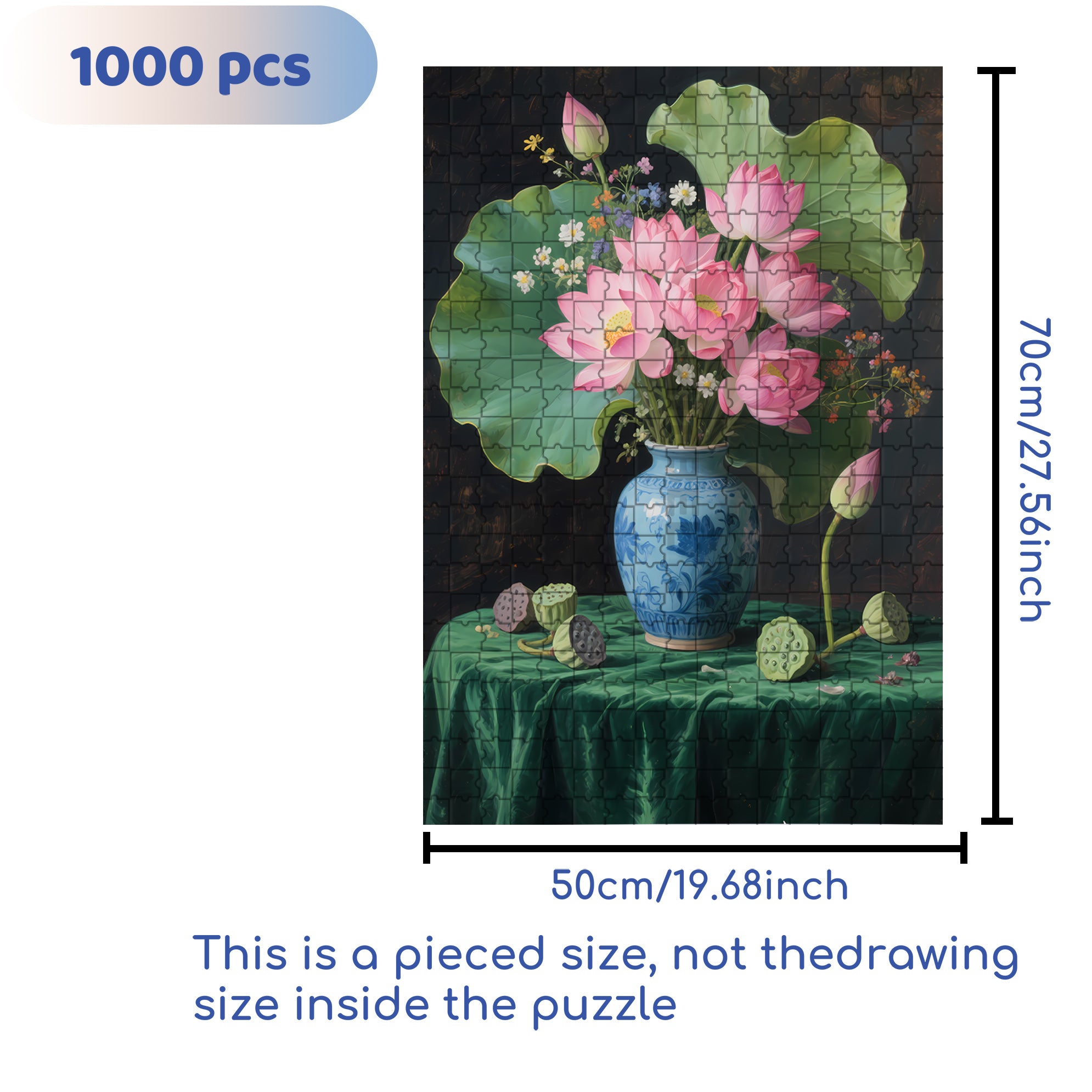 Lotus 500pcs/1000pcs Jigsaw Puzzle, Scratch-Resistant, Interactive Family Game & Brain-Boosting DIY Decor, Perfect for Halloween, Christmas & New Year Gifts, Family Puzzle Game