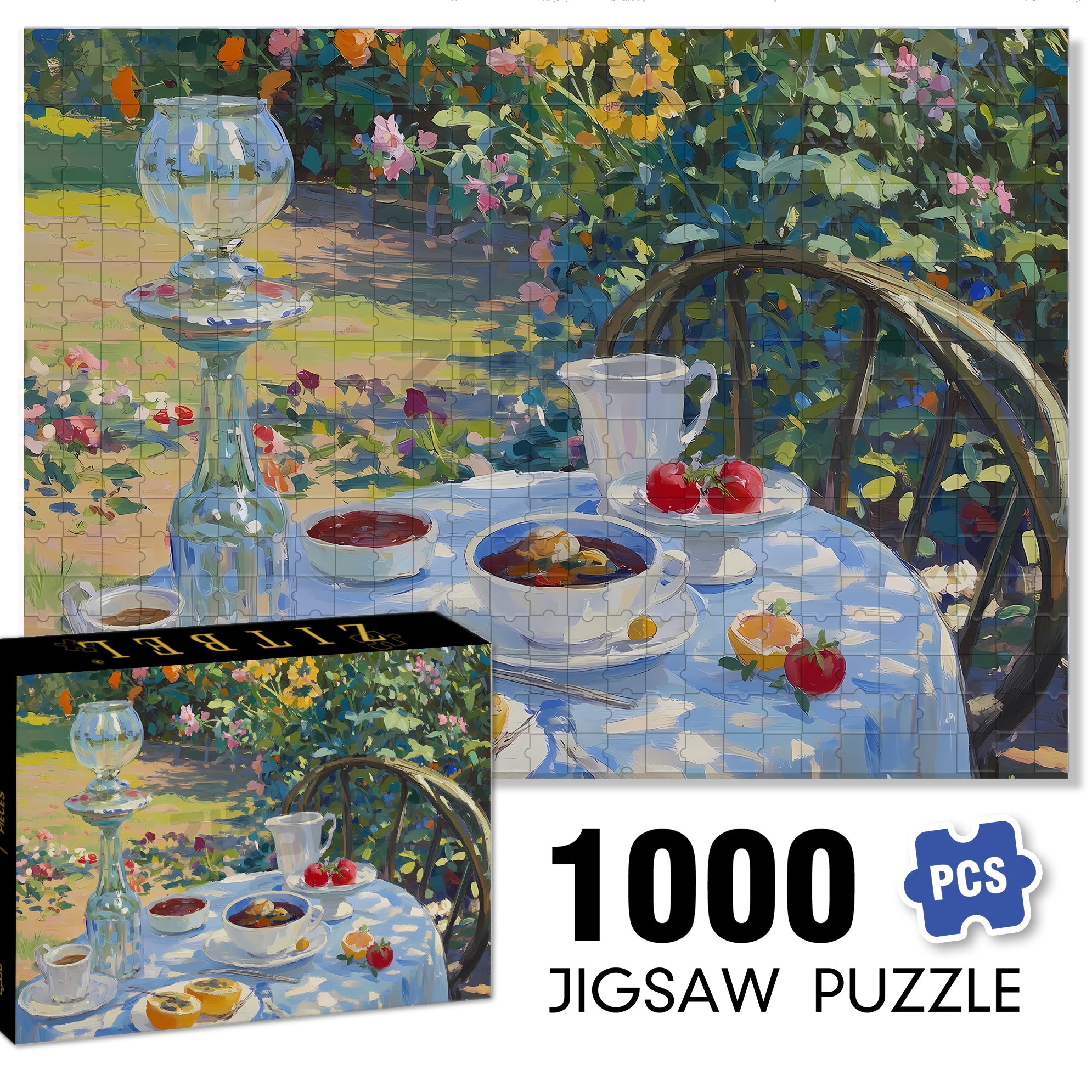 Pastoral Afternoon Tea 500pcs/1000pcs Jigsaw Puzzle, Scratch-Resistant, Interactive Family Game & Brain-Boosting DIY Decor, Perfect for Halloween, Christmas & New Year Gifts, Family Puzzle Game