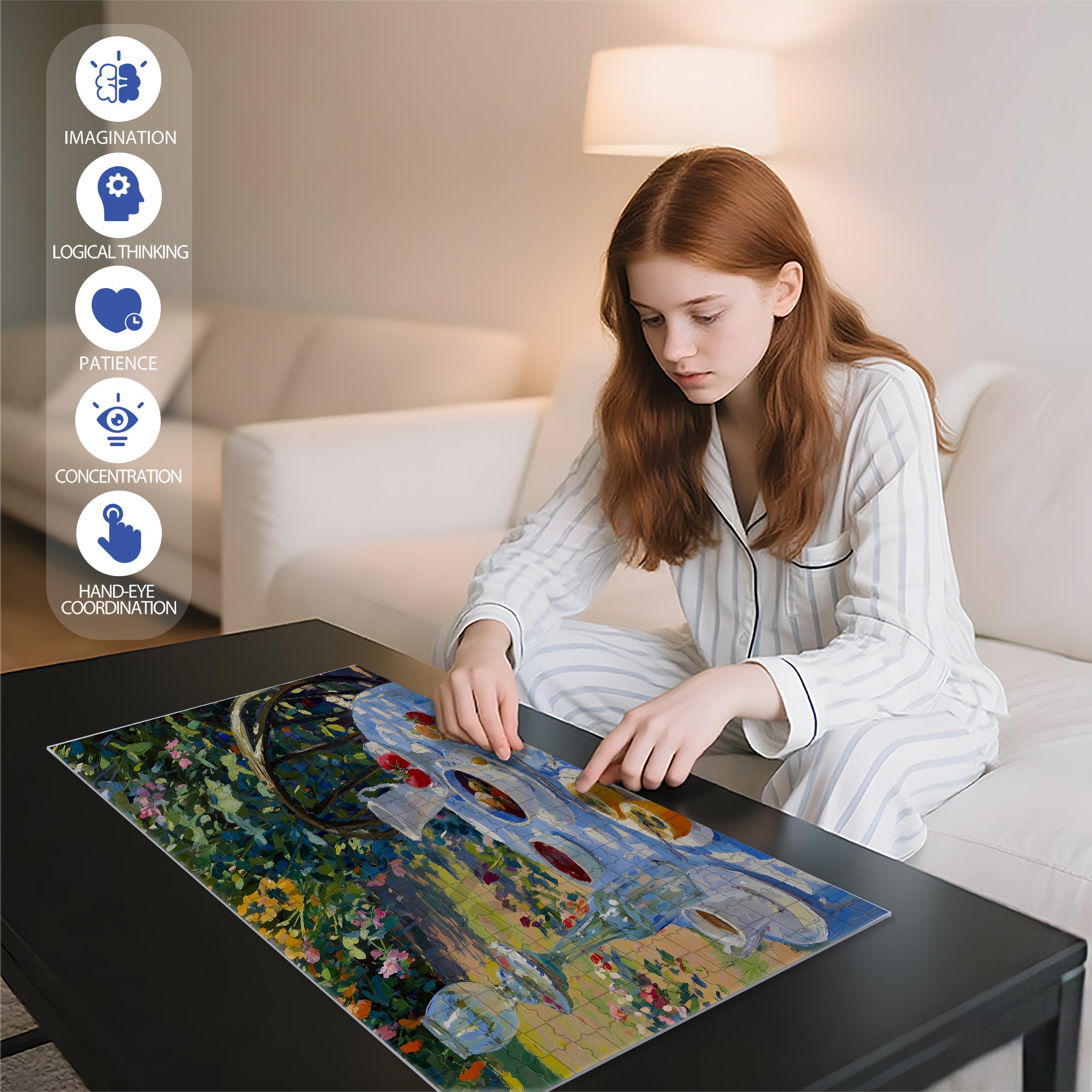 Pastoral Afternoon Tea 500pcs/1000pcs Jigsaw Puzzle, Scratch-Resistant, Interactive Family Game & Brain-Boosting DIY Decor, Perfect for Halloween, Christmas & New Year Gifts, Family Puzzle Game