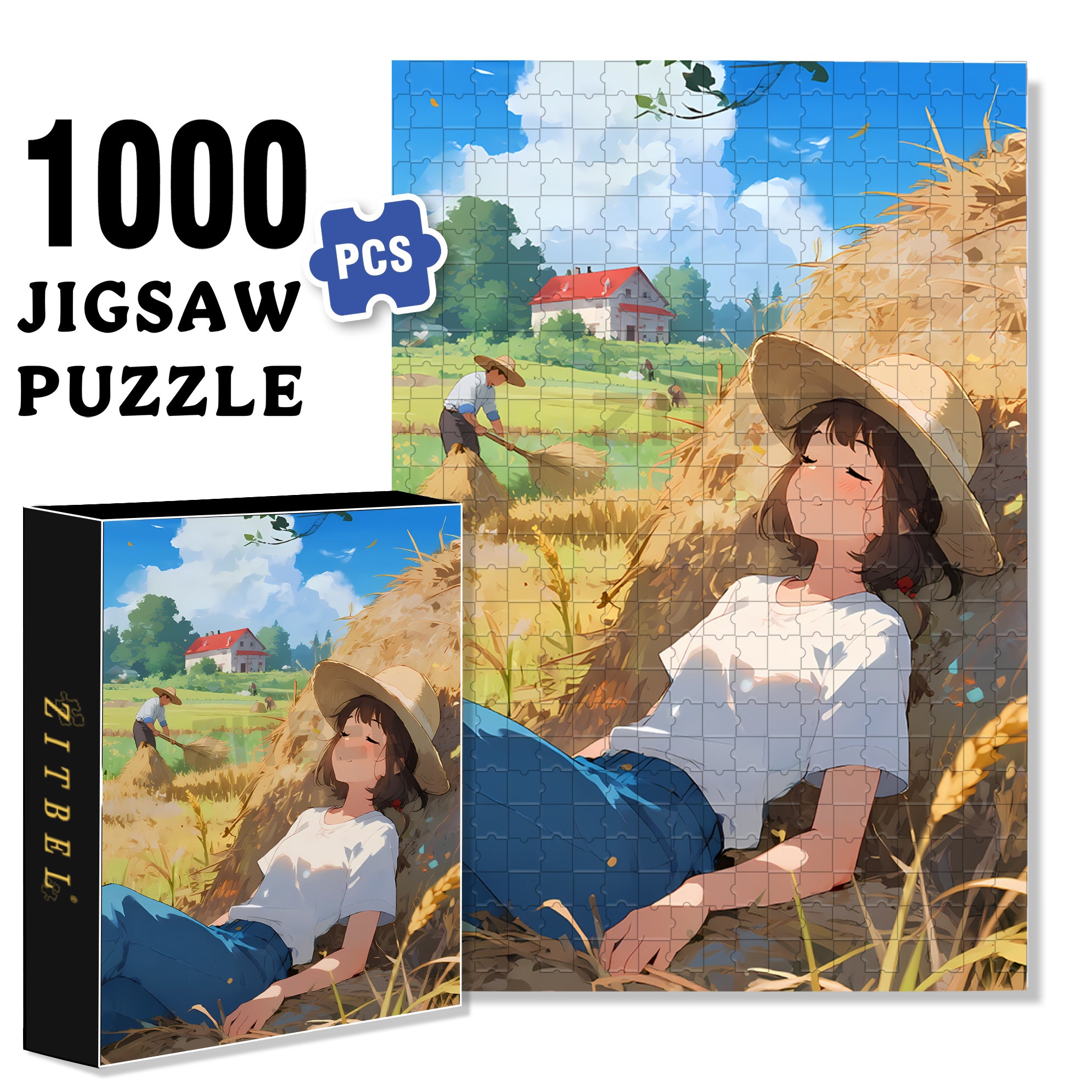 Pile Of Straw 500pcs/1000pcs Jigsaw Puzzle, Scratch-Resistant, Interactive Family Game & Brain-Boosting DIY Decor, Perfect for Halloween, Christmas & New Year Gifts, Family Puzzle Game