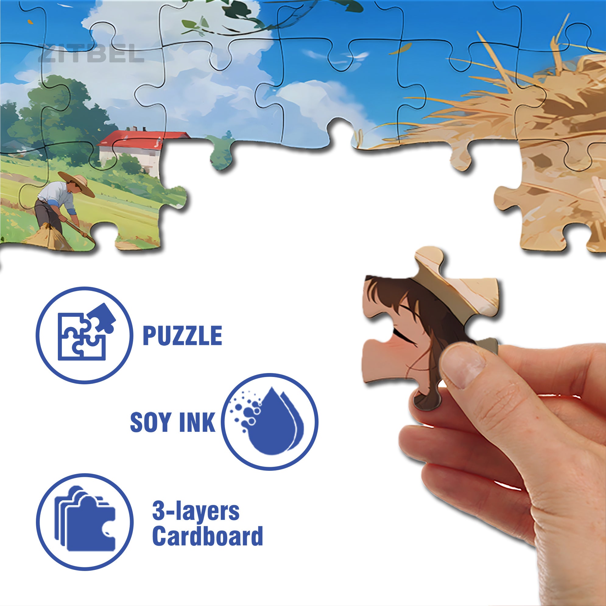 Pile Of Straw 500pcs/1000pcs Jigsaw Puzzle, Scratch-Resistant, Interactive Family Game & Brain-Boosting DIY Decor, Perfect for Halloween, Christmas & New Year Gifts, Family Puzzle Game