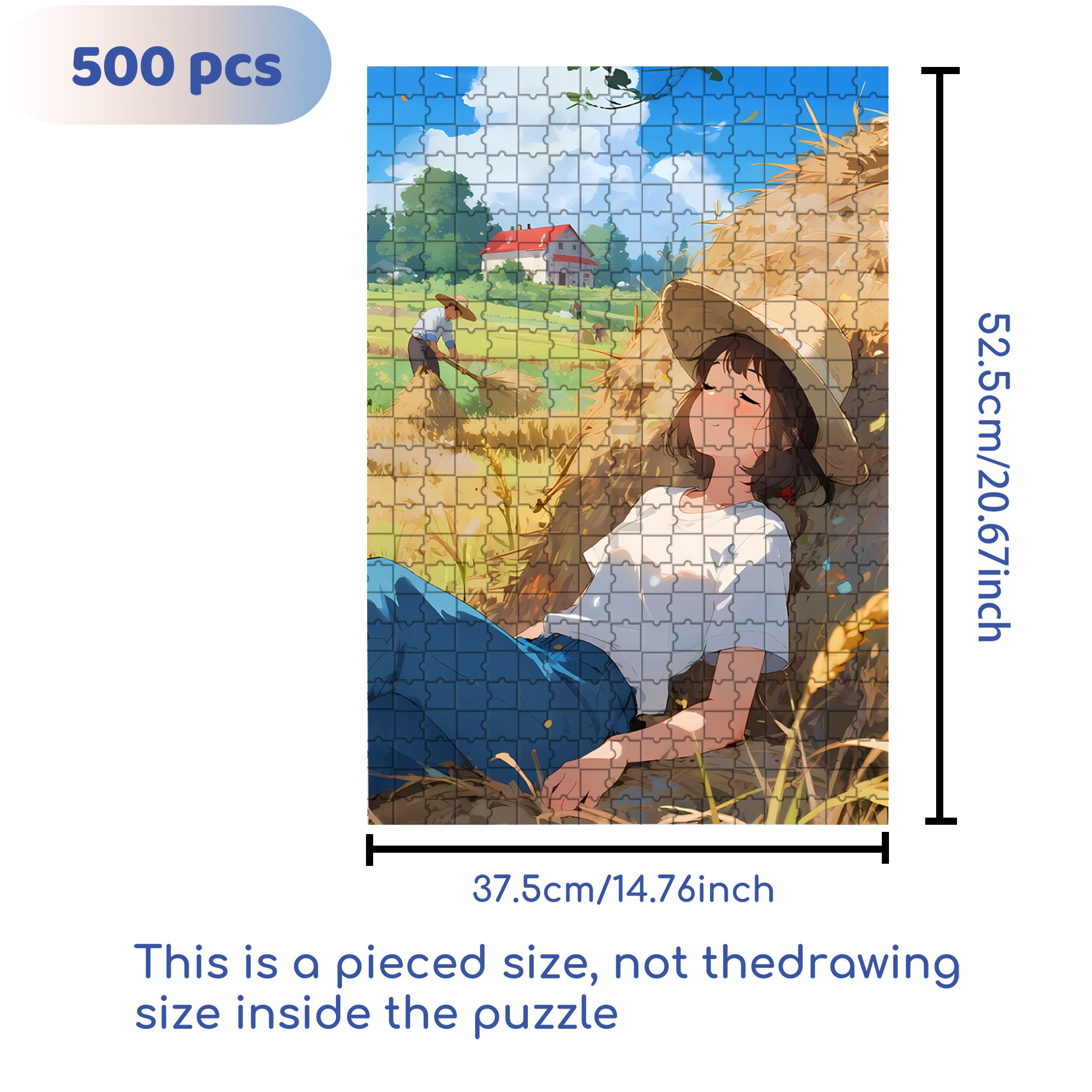 Pile Of Straw 500pcs/1000pcs Jigsaw Puzzle, Scratch-Resistant, Interactive Family Game & Brain-Boosting DIY Decor, Perfect for Halloween, Christmas & New Year Gifts, Family Puzzle Game