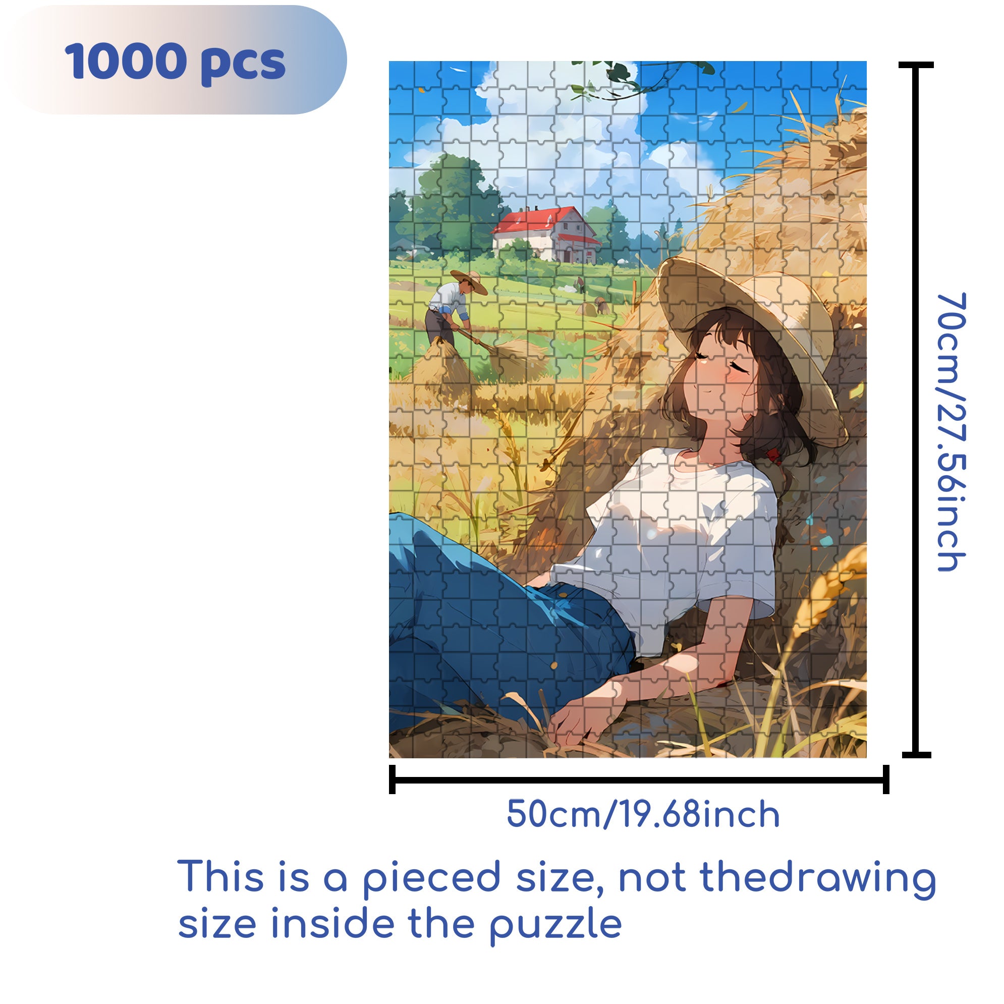 Pile Of Straw 500pcs/1000pcs Jigsaw Puzzle, Scratch-Resistant, Interactive Family Game & Brain-Boosting DIY Decor, Perfect for Halloween, Christmas & New Year Gifts, Family Puzzle Game