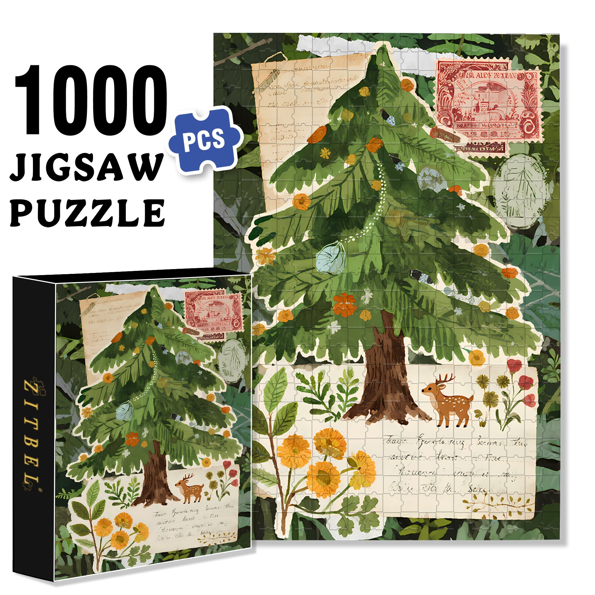 Postcard 500pcs/1000pcs Jigsaw Puzzle, Scratch-Resistant, Interactive Family Game & Brain-Boosting DIY Decor, Perfect for Halloween, Christmas & New Year Gifts, Family Puzzle Game