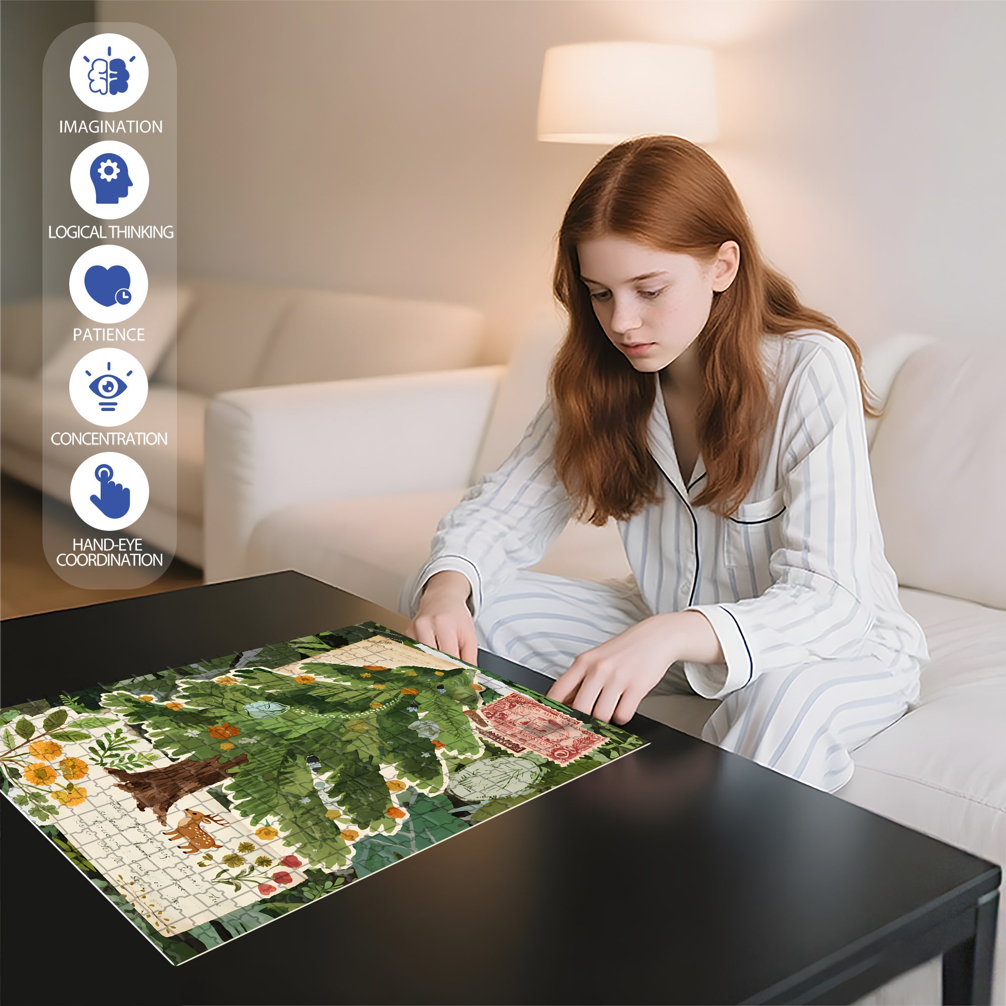 Postcard 500pcs/1000pcs Jigsaw Puzzle, Scratch-Resistant, Interactive Family Game & Brain-Boosting DIY Decor, Perfect for Halloween, Christmas & New Year Gifts, Family Puzzle Game