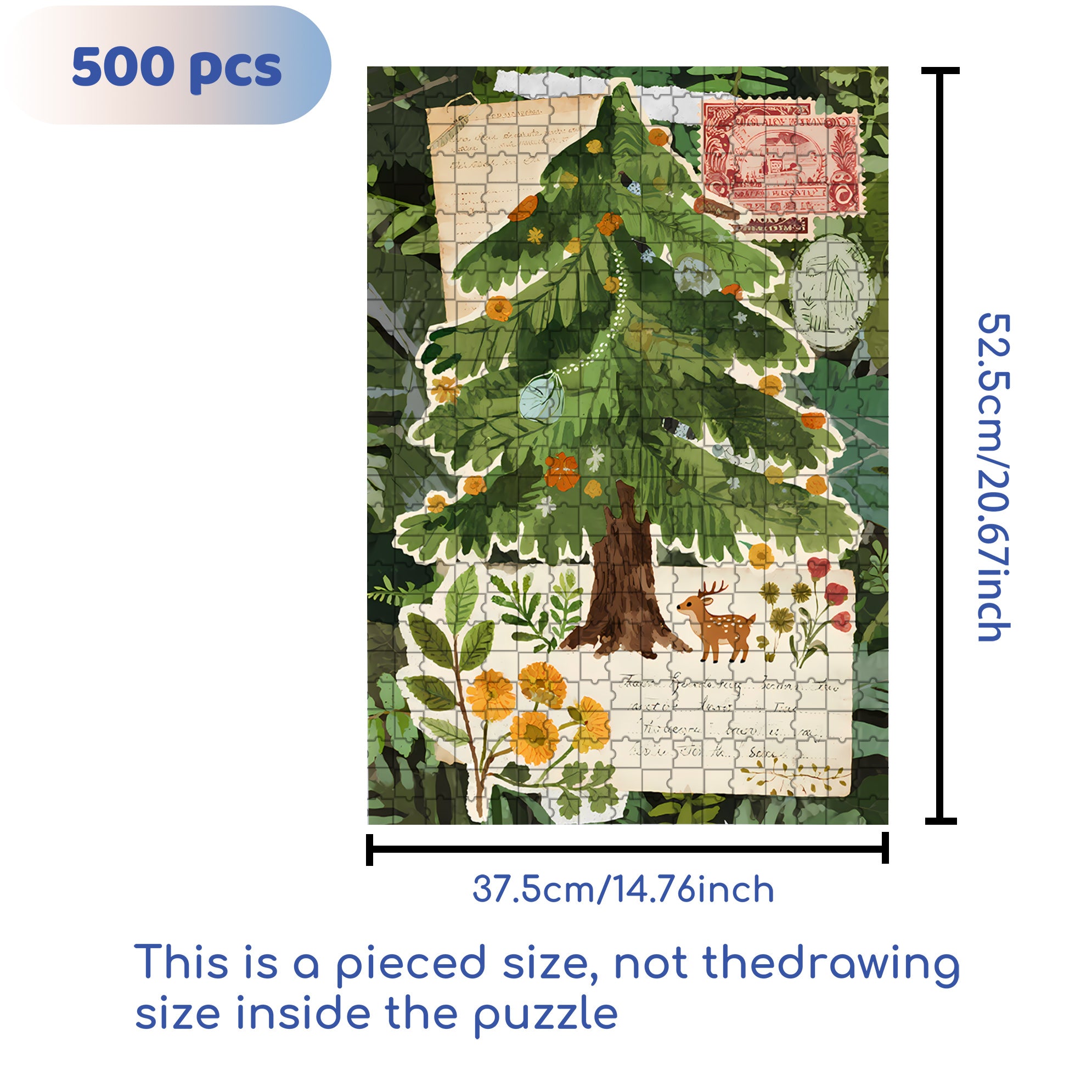 Postcard 500pcs/1000pcs Jigsaw Puzzle, Scratch-Resistant, Interactive Family Game & Brain-Boosting DIY Decor, Perfect for Halloween, Christmas & New Year Gifts, Family Puzzle Game