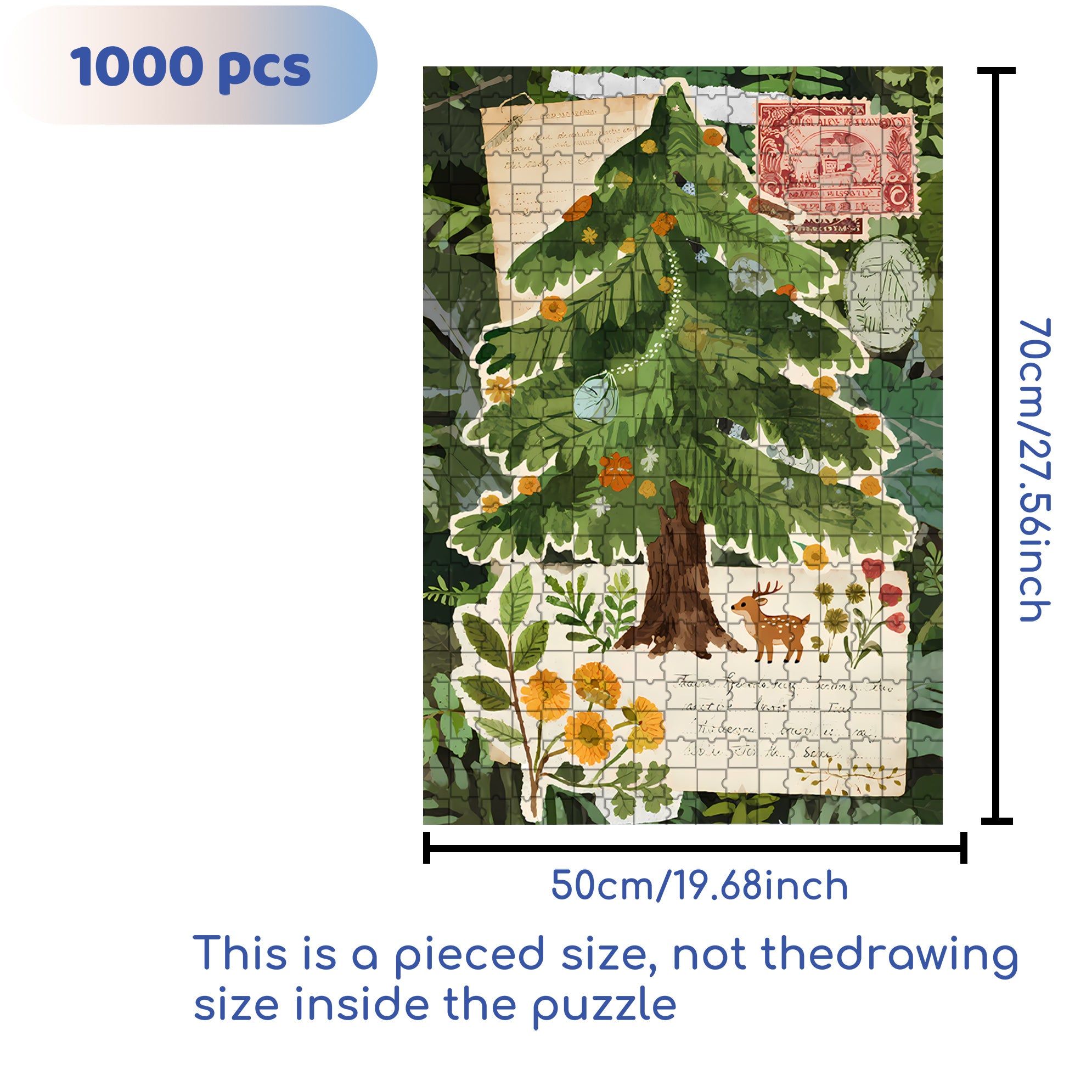 Postcard 500pcs/1000pcs Jigsaw Puzzle, Scratch-Resistant, Interactive Family Game & Brain-Boosting DIY Decor, Perfect for Halloween, Christmas & New Year Gifts, Family Puzzle Game