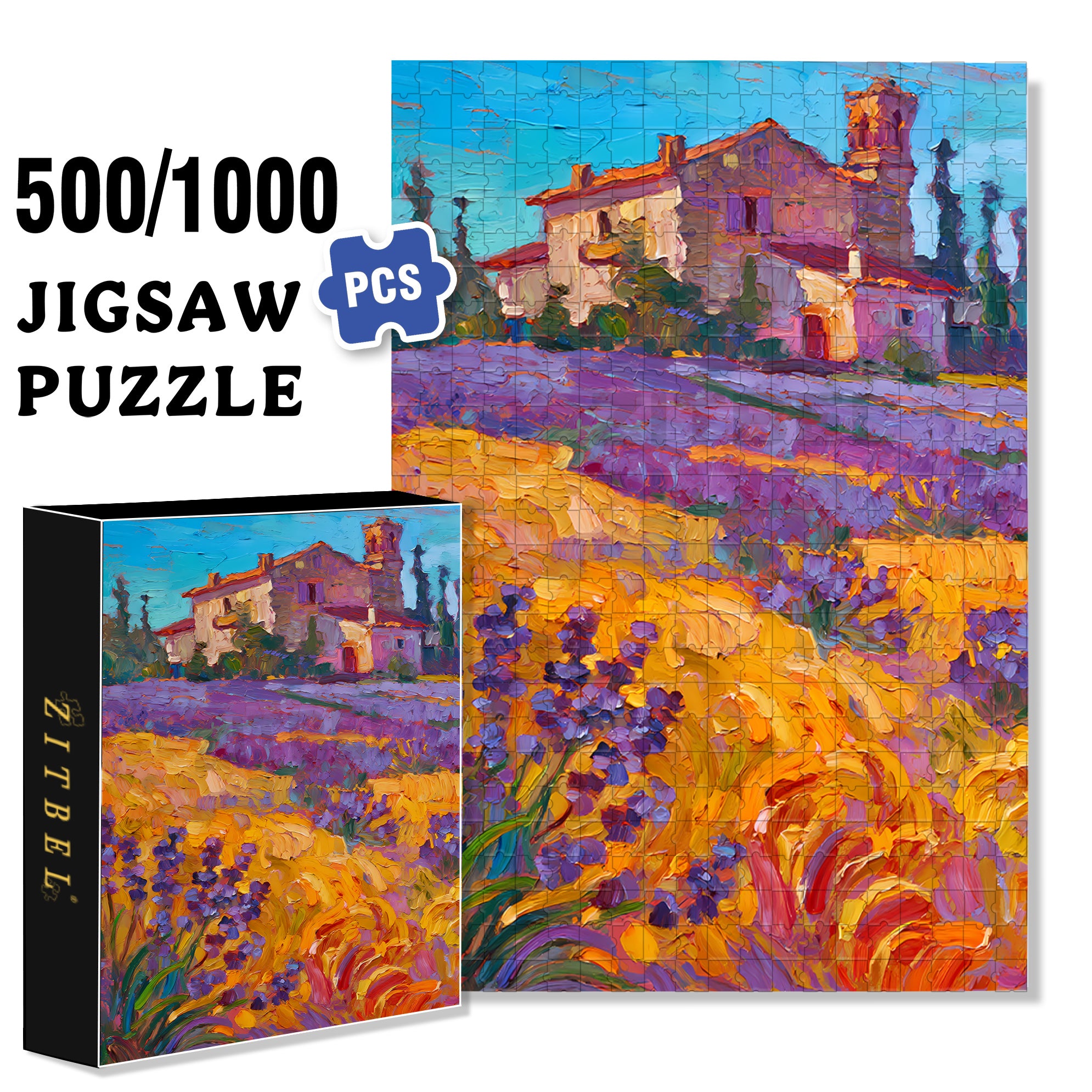 Provence 500pcs/1000pcs Jigsaw Puzzle, Scratch-Resistant, Interactive Family Game & Brain-Boosting DIY Decor, Perfect for Halloween, Christmas & New Year Gifts, Family Puzzle Game